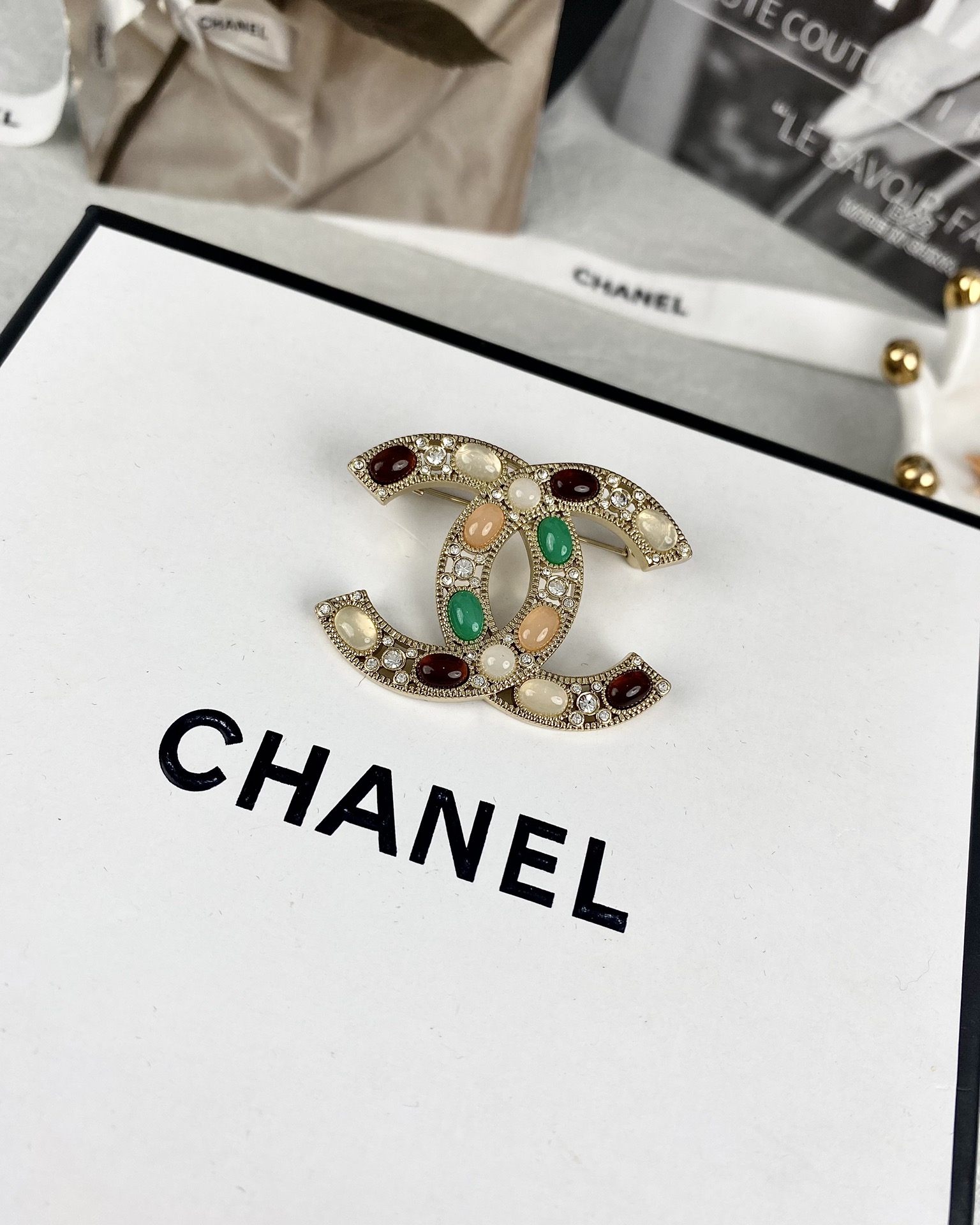 Vintage Chanel Multigem Brooch - Original Replica Club