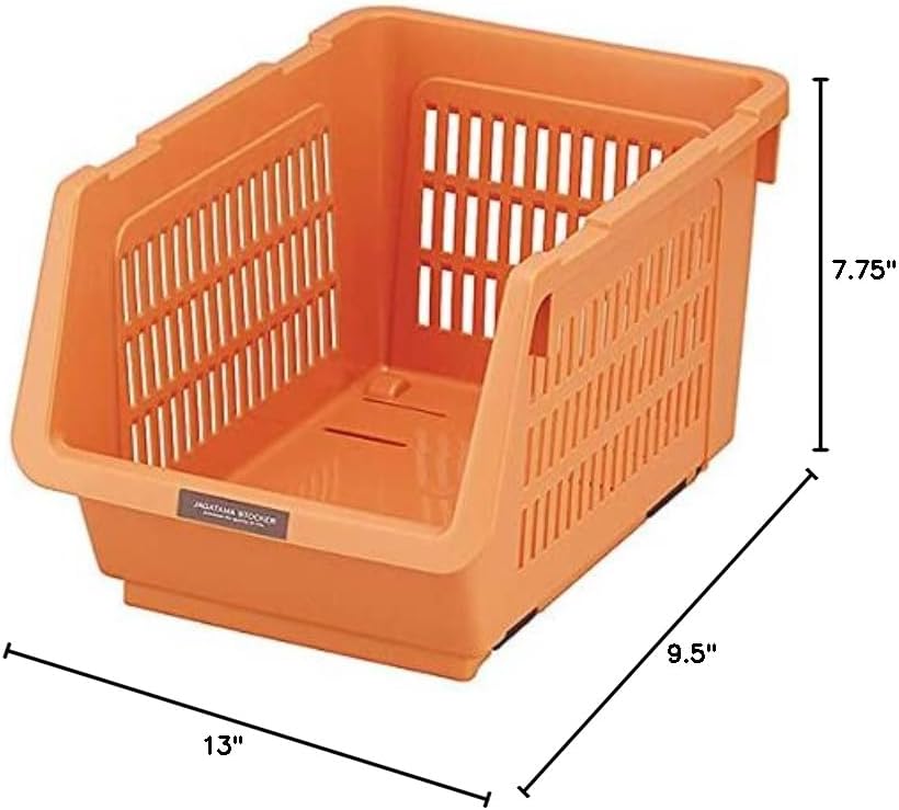 JapanBargain 4670, Japanese Stackable Storage Bin Kitchen Pantry Organizers Food Basket for Fruit Potato Condiments and Spices, Made in Japan