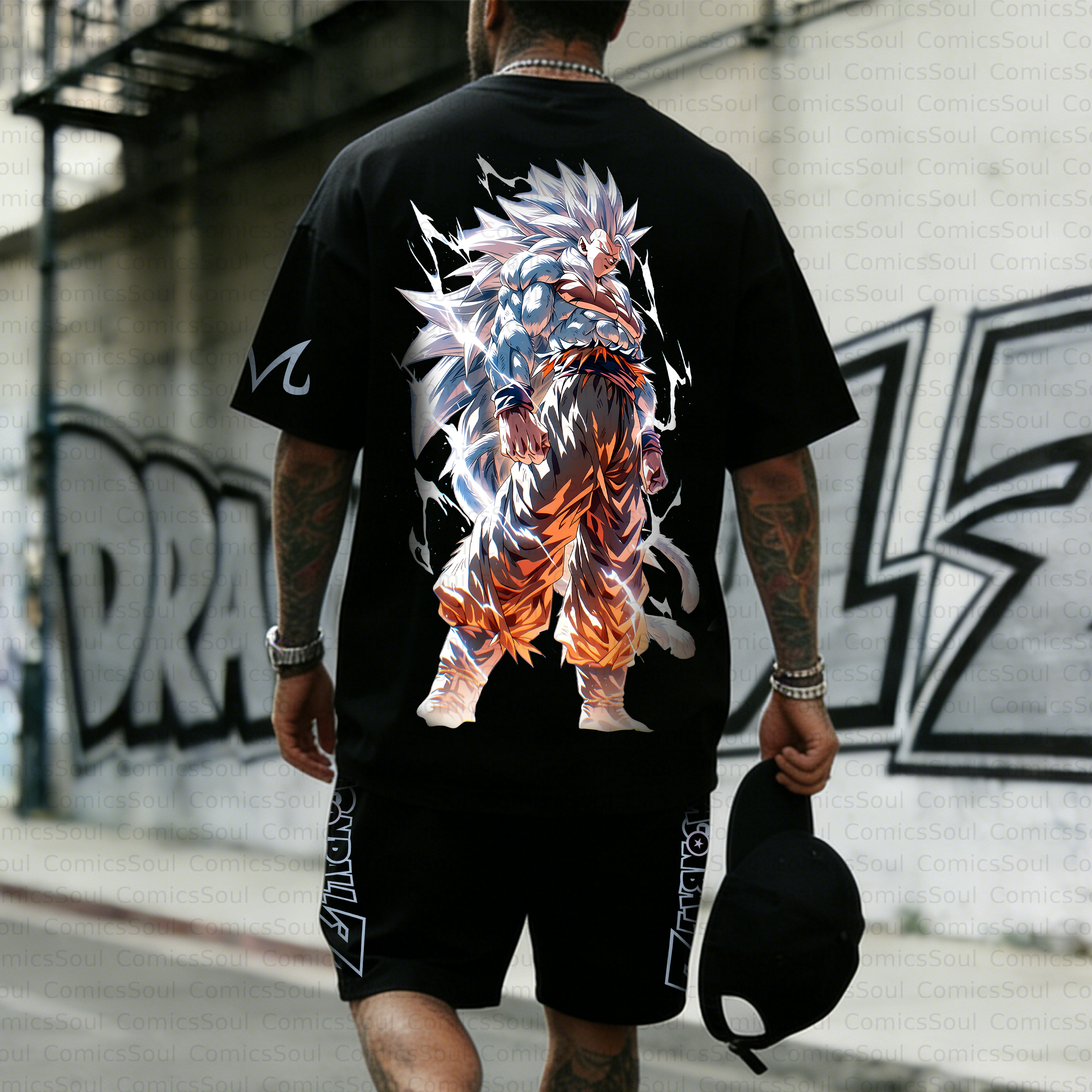 Unisex Anime Inspired Vintage T-shirt& Shorts 2 Pieces Set