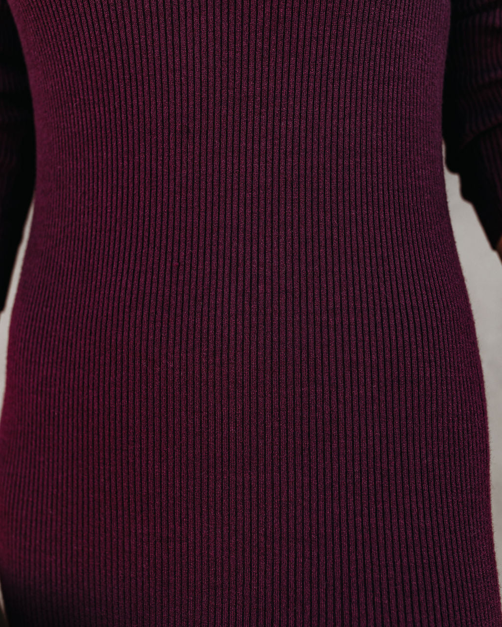 Newtown Mock Neck Knit Midi Dress - Burgundy - Se7enfashion