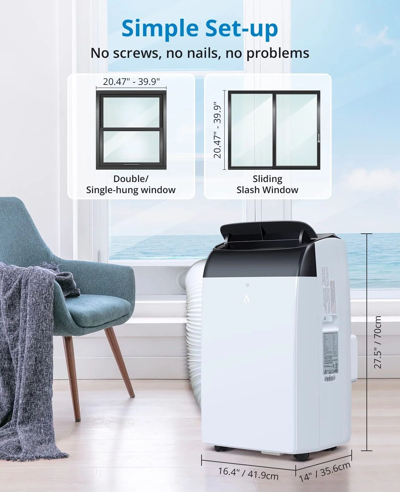 2025 New 14000 BTU Portable Air Conditioner Cools up to 750 Sq.Ft, 3-in-1 Quiet Portable AC Unit with Remote Control & Installation Kits for Large Room, 3 Speed, Auto Swing, 24H Timer - Image 2