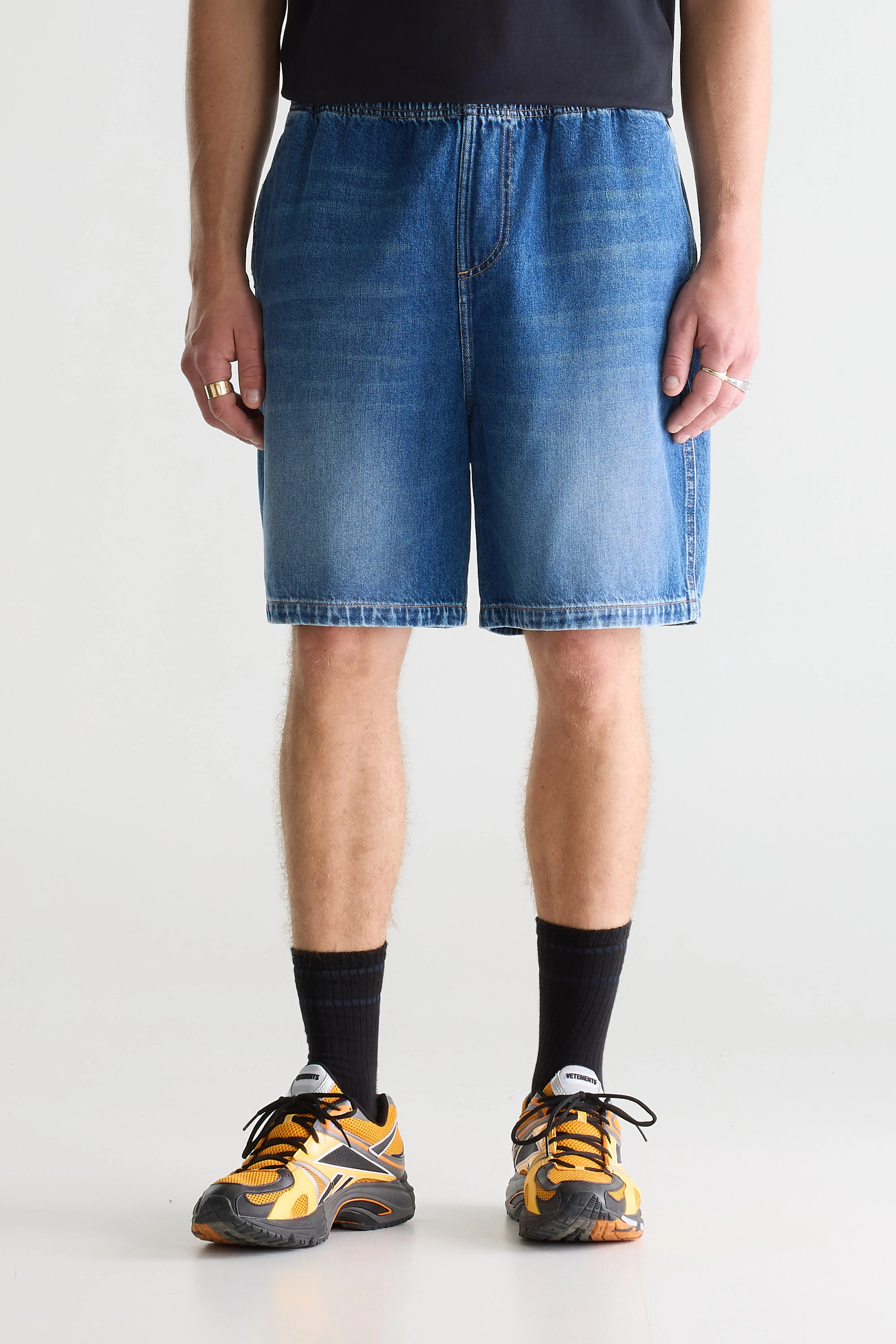 Bellerose Flanky wide denim shorts (261 / M / MD BLUE MARBLE)