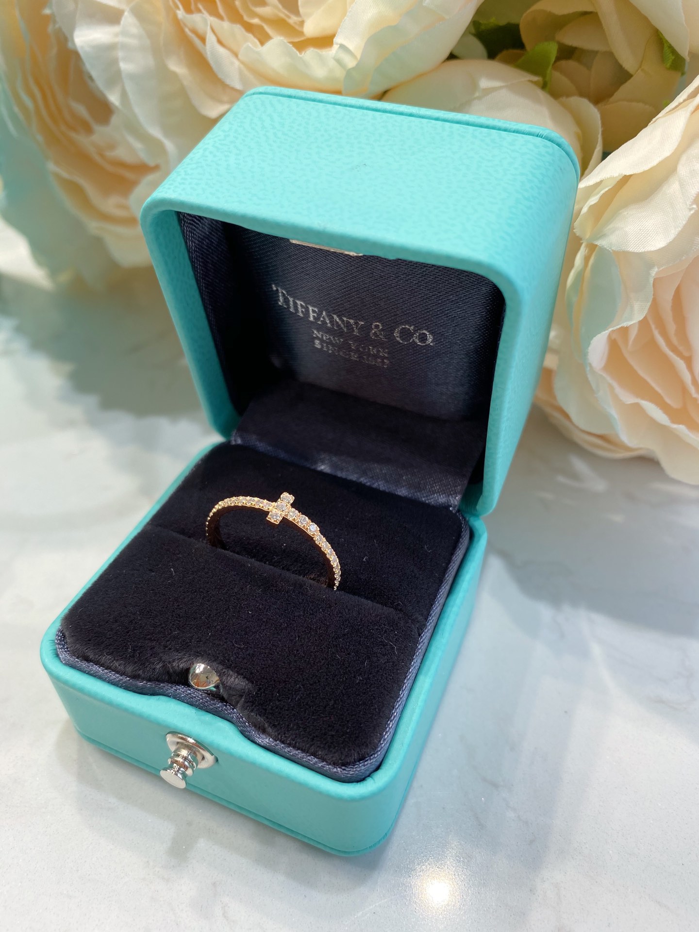 Tiffany Full Diamond Paved T Ring - Original Replica Club