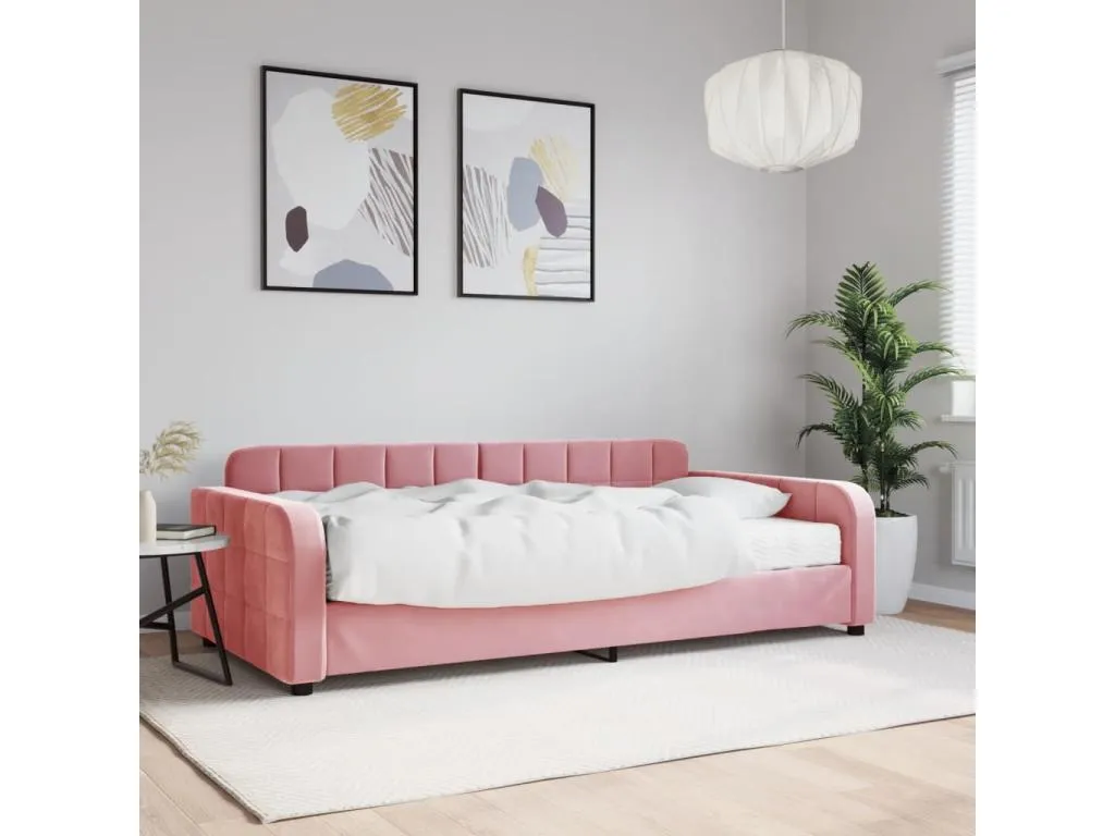 Sofá cama con colchón terciopelo rosa 100x200 cm 52166btkj