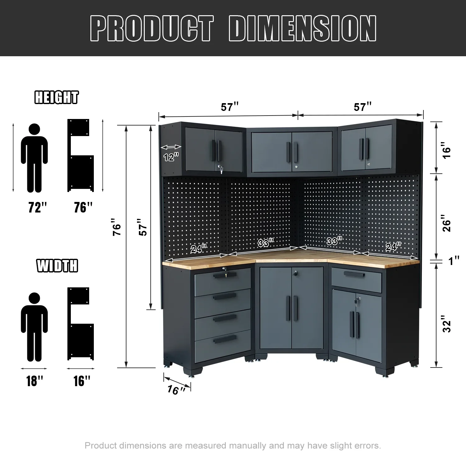 HPDMC 7-Piece Metal Garage Cabinet System With 4-Drawer Roller Cabinet, 47.2 in Workbench And Pegboards - Image 14 HPDMC 7-Piece Metal Garage Cabinet System With 4-Drawer Roller Cabinet, 47.2 in Workbench And Pegboards - Image 14