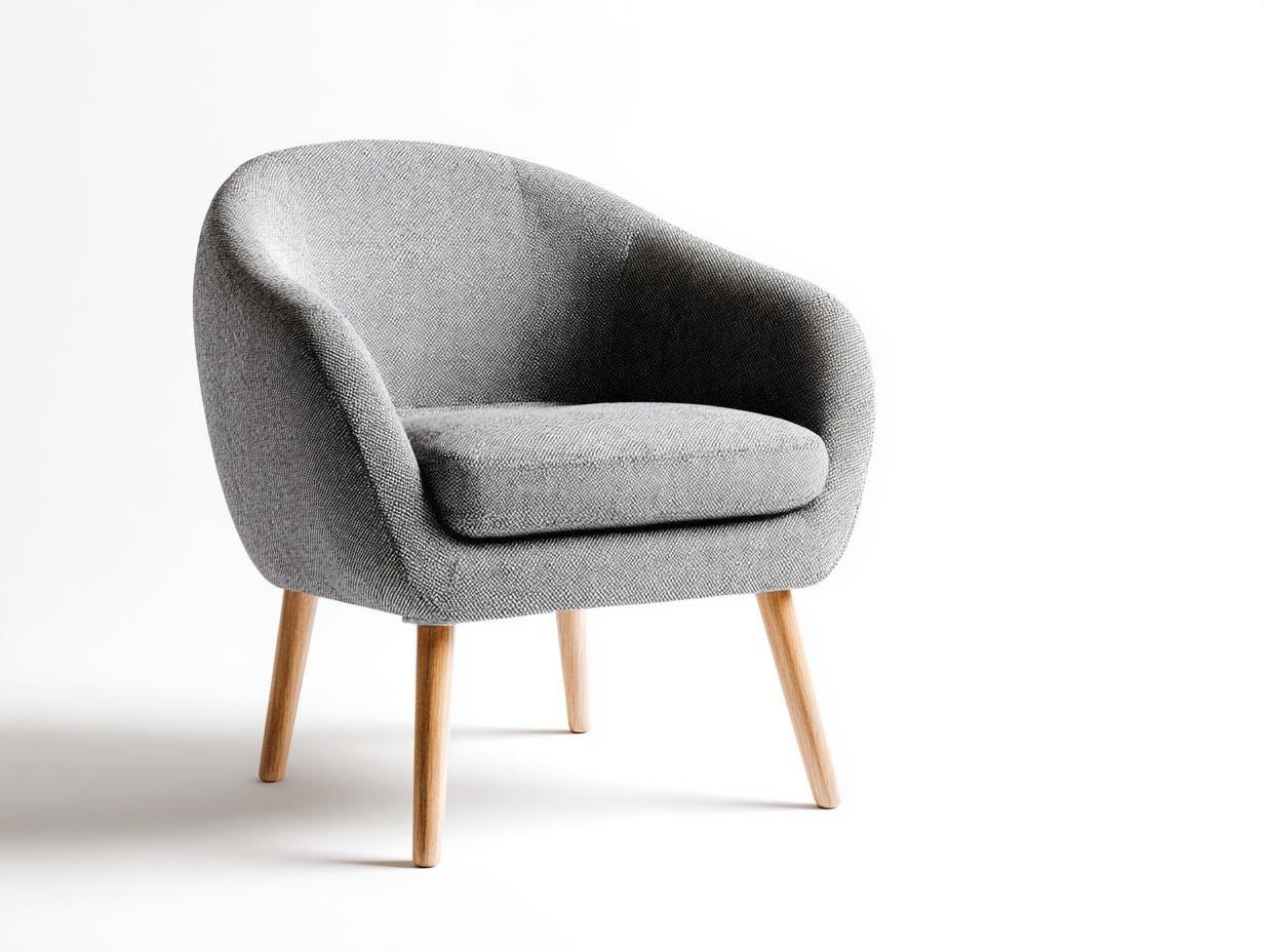 Sillón de una plaza en tela 70×65×78 cm - gris - con patas de madera y estilo escandinavo