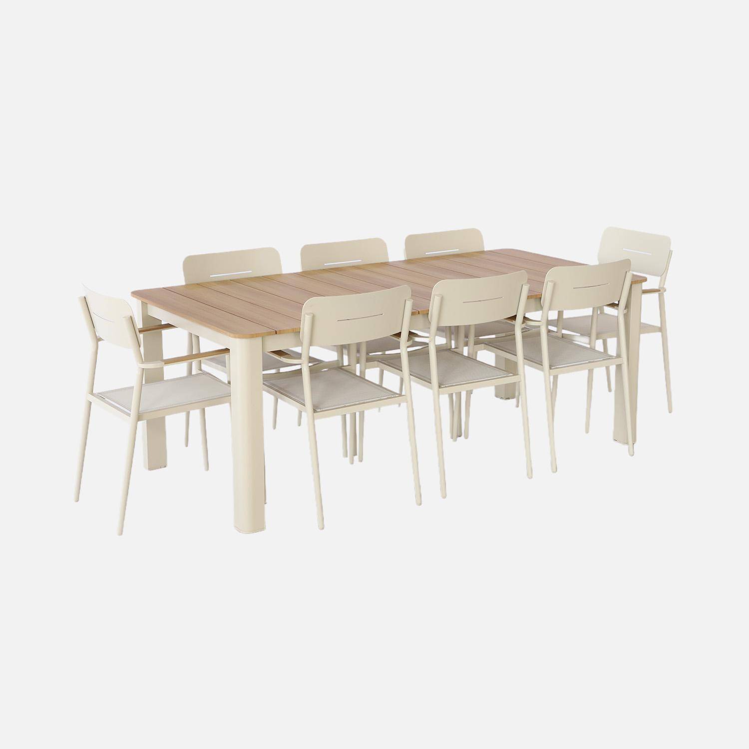 Edera + Fira - Conjunto mesa de jardín de aluminio con 8 sillas