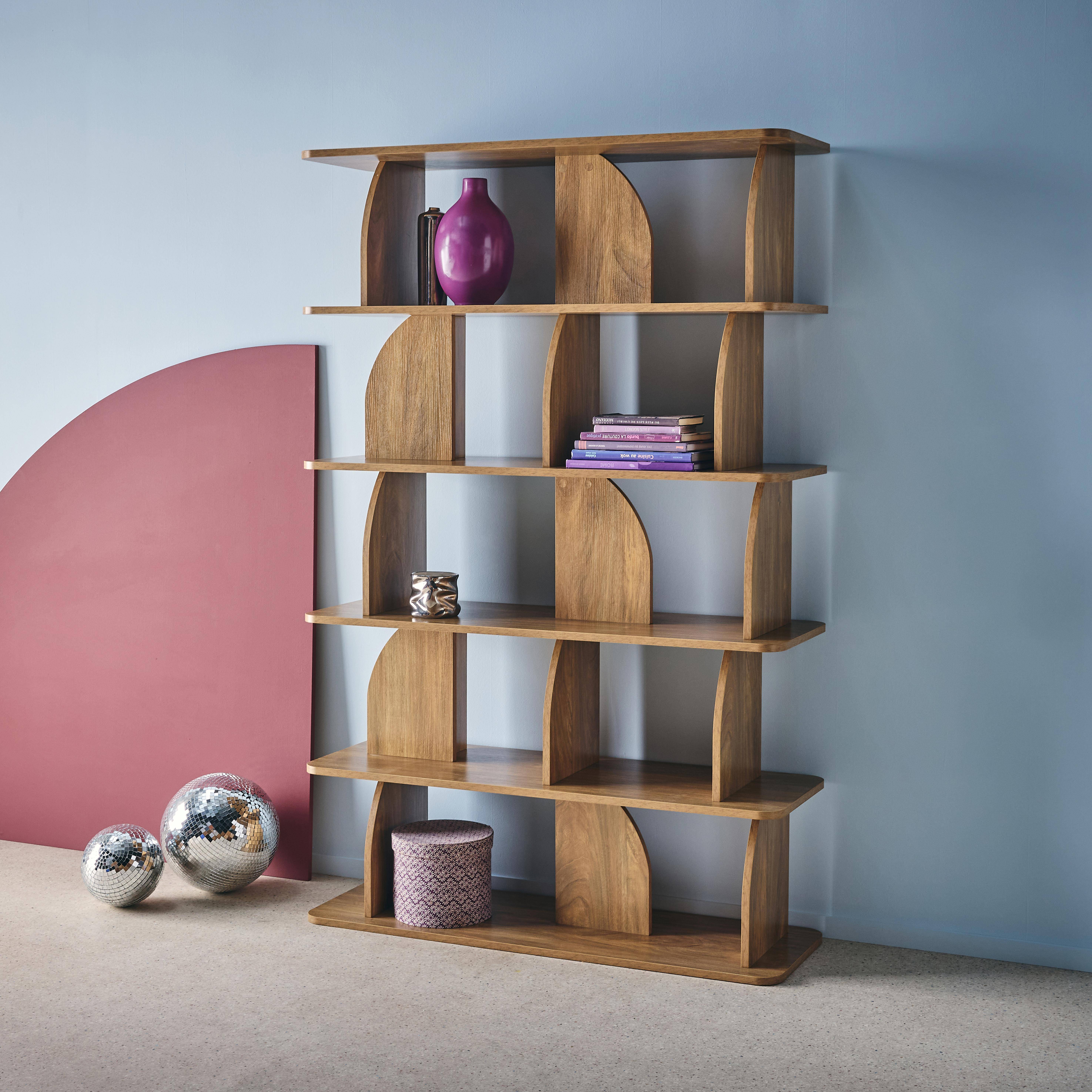 Alva - Estantería, biblioteca con decoración estilo madera, 5 niveles