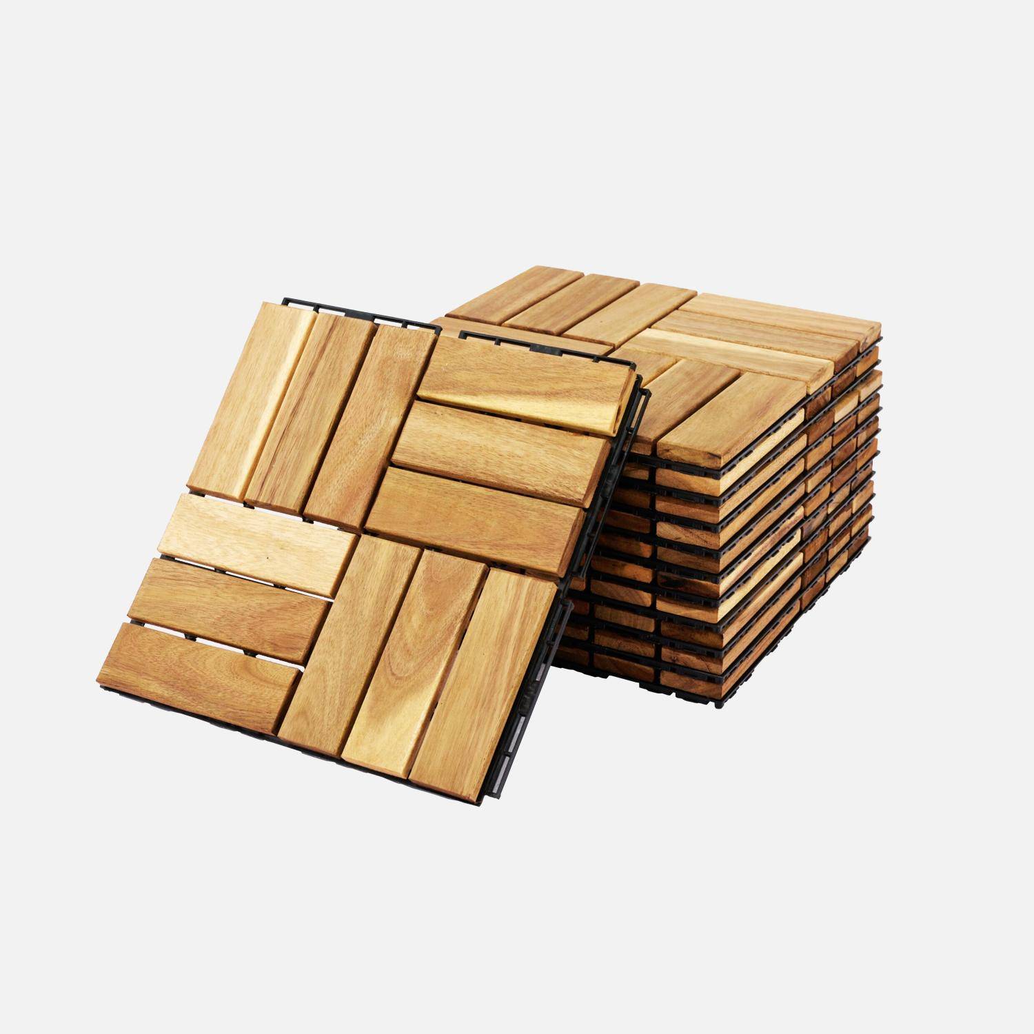 Sarrafo - Juego de baldosas de madera para patio de 30 x 30 cm, modelo cuadrado