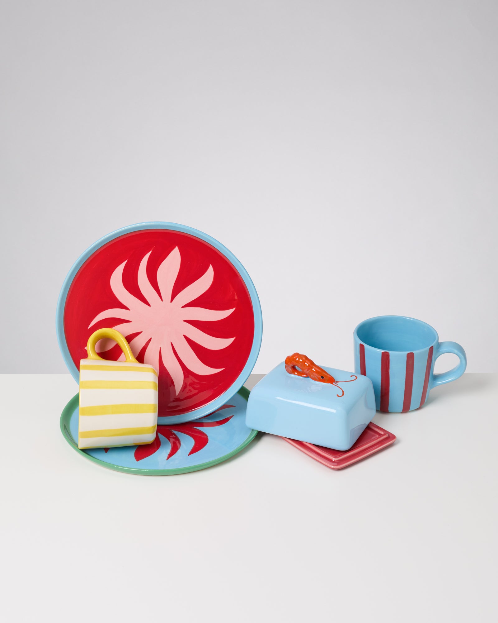 MaM x Isis Maria Geschirr-Set Palm Stripe mix 5-teilig