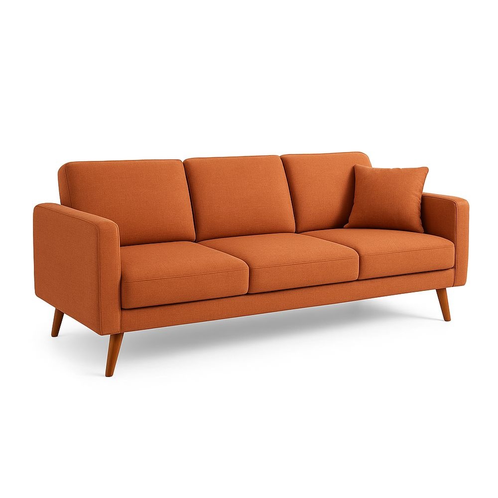 Sofá de 3 plazas naranja poliéster estructura de madera 210 cm
