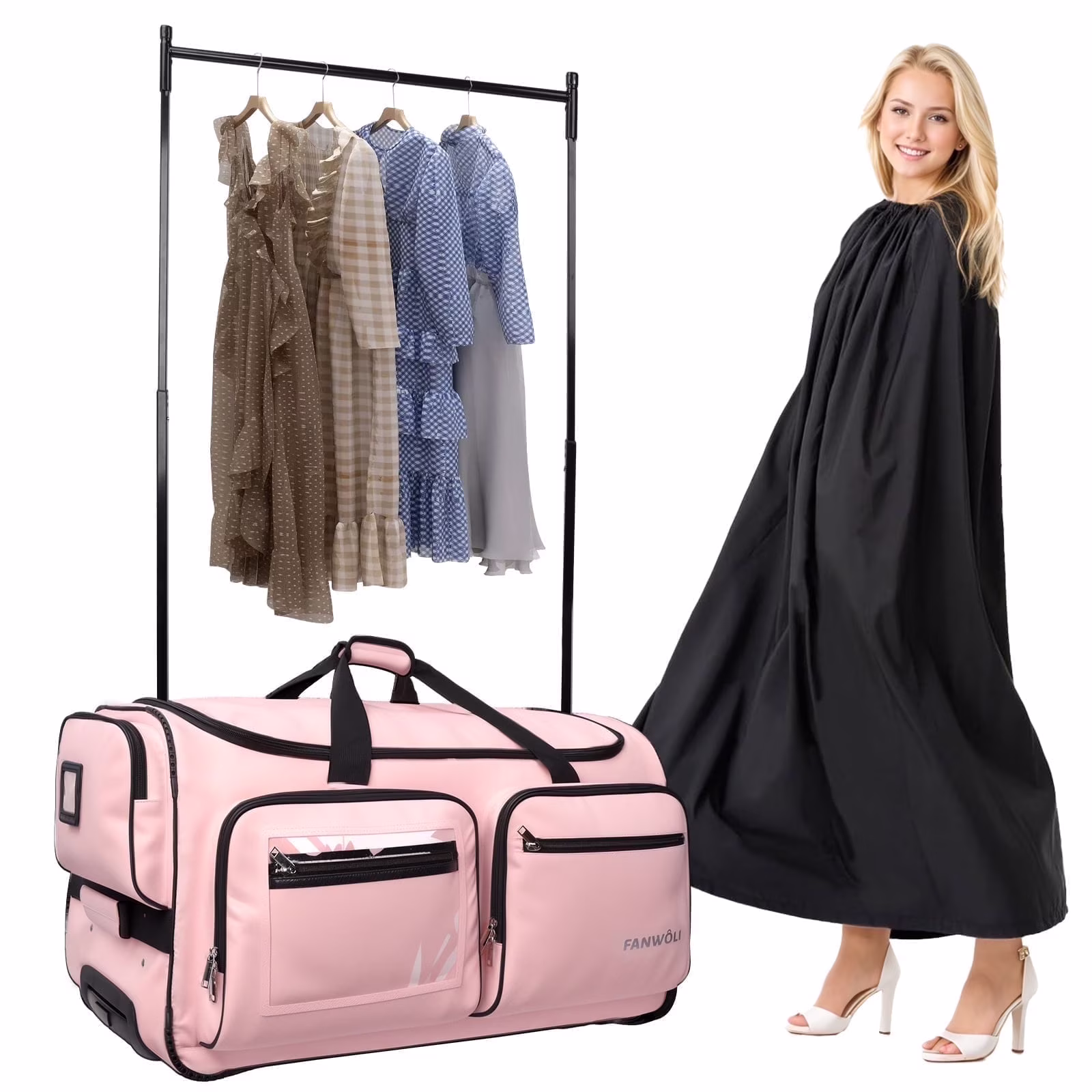 Fegat Dance Bag with Garment Rack - 28"Collapsible Rolling Competition Dance Duffle Bag Lightweight Costume Wheeled Suitcase for Dancers Shows Livestreamer Athletes - Image 3