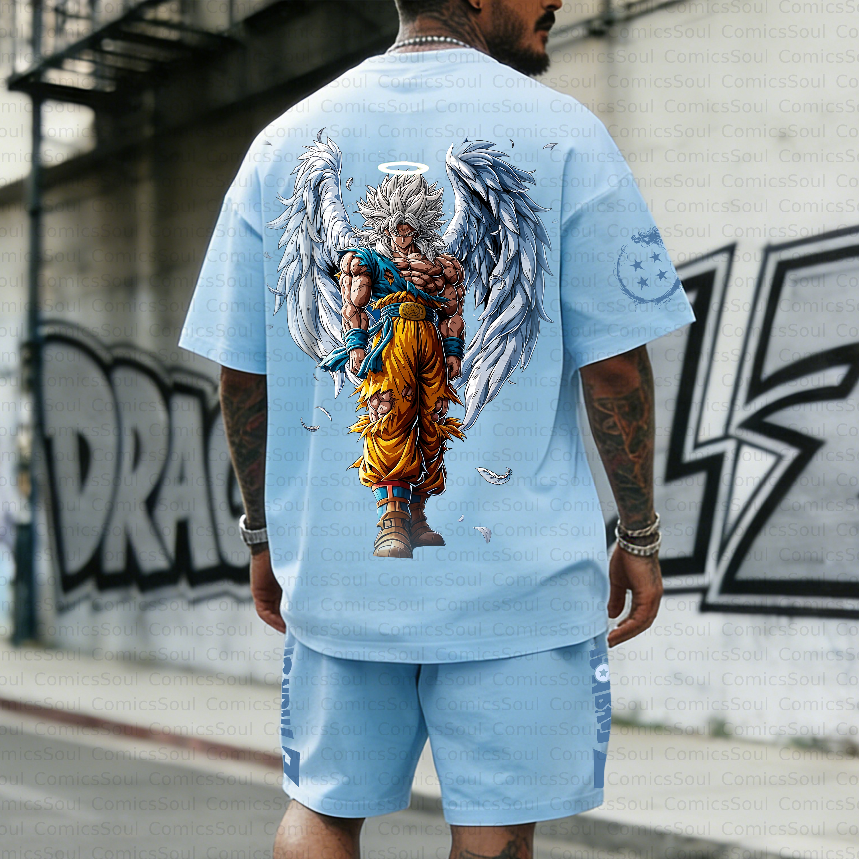Unisex Anime Inspired Vintage T-shirt& Shorts 2 Pieces Set