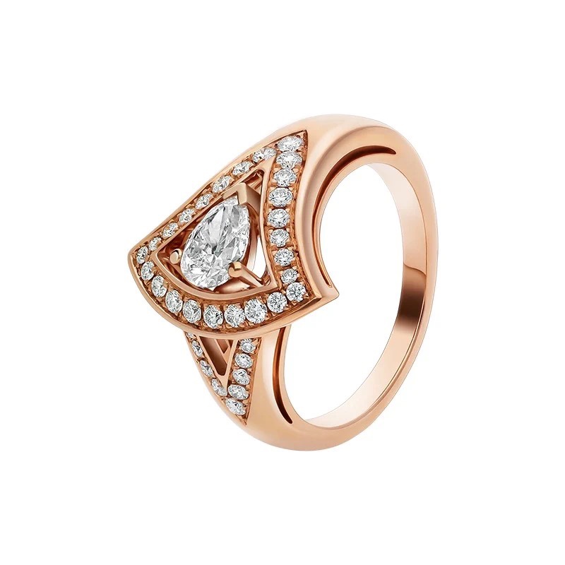 Bvlgari Rose Gold White Teardrop Diamond Ring - Original Replica Club