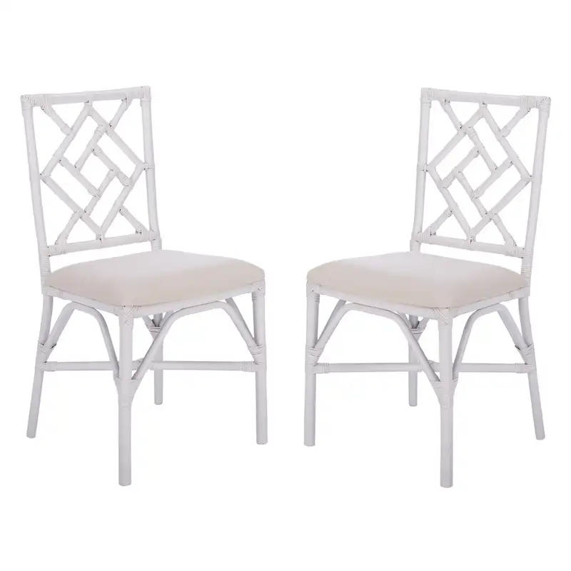 Set of 2 SAFAVIEH Maye Rattan Accent Chairs with Cushions - Dimensions: 18.5" W x 20.9" L x 35.8" H