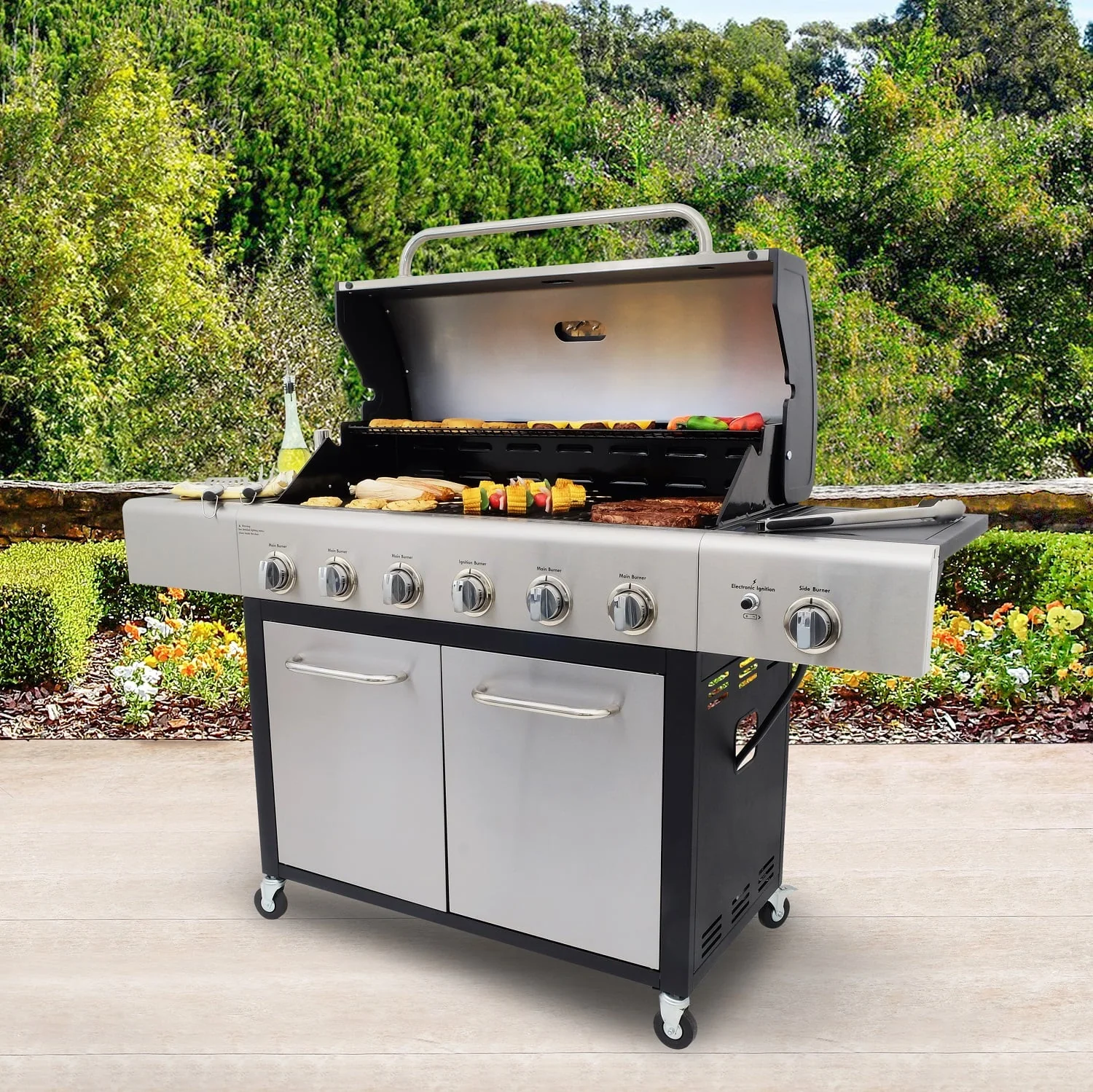 Kenmore 6-Burner Propane Gas Grill with Side Burner, PG-40611S0L, Stainless Steel with Black Trim - Image 10