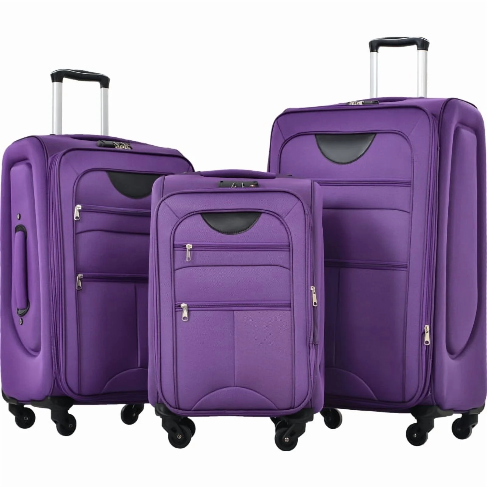 Softside Luggage Expandable 3 Piece Set Suitcase Upright Spinner Softshell Lightweight Luggage Travel Set - Image 49