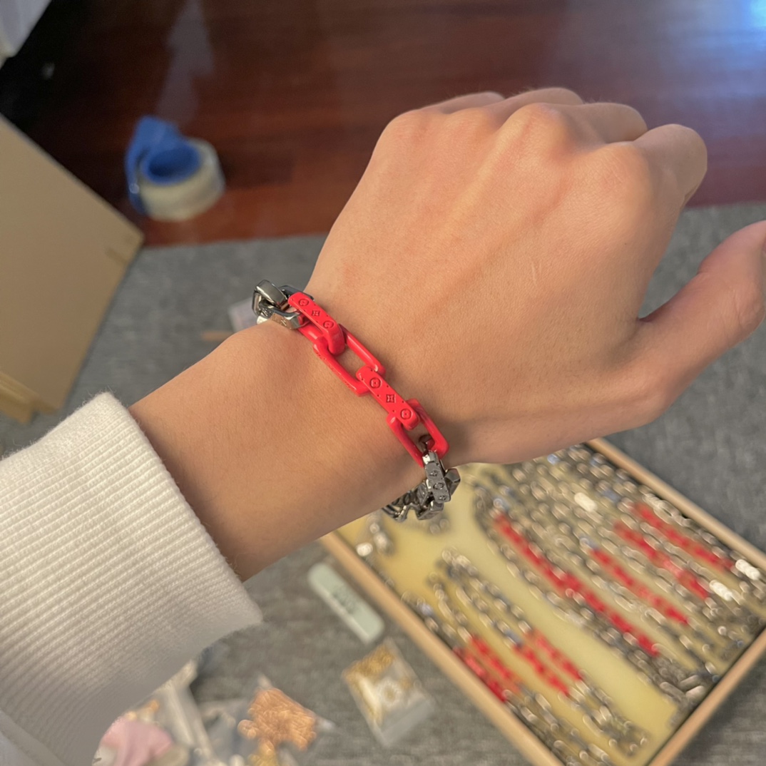 Louis Vuitton Orange Silver Monogram Bracelet - Original Replica Club