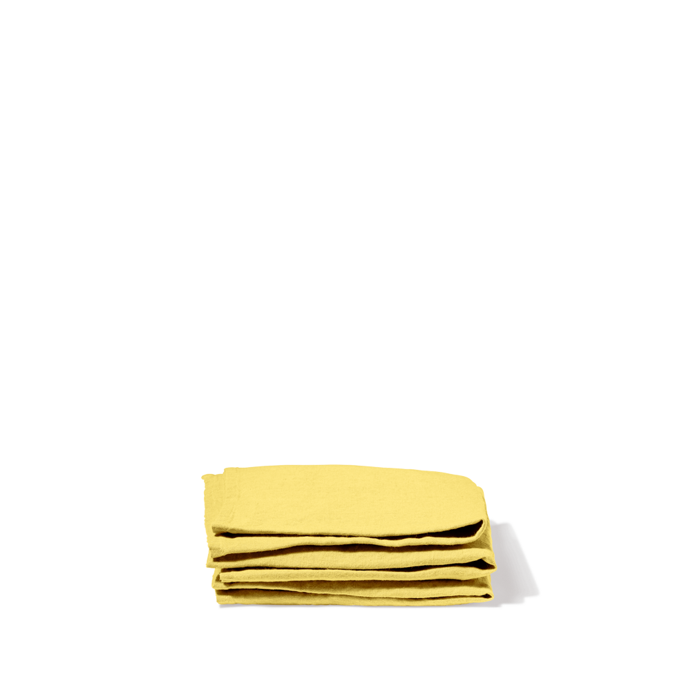 Serviette de table en lin lavé - Jaune Citronnade