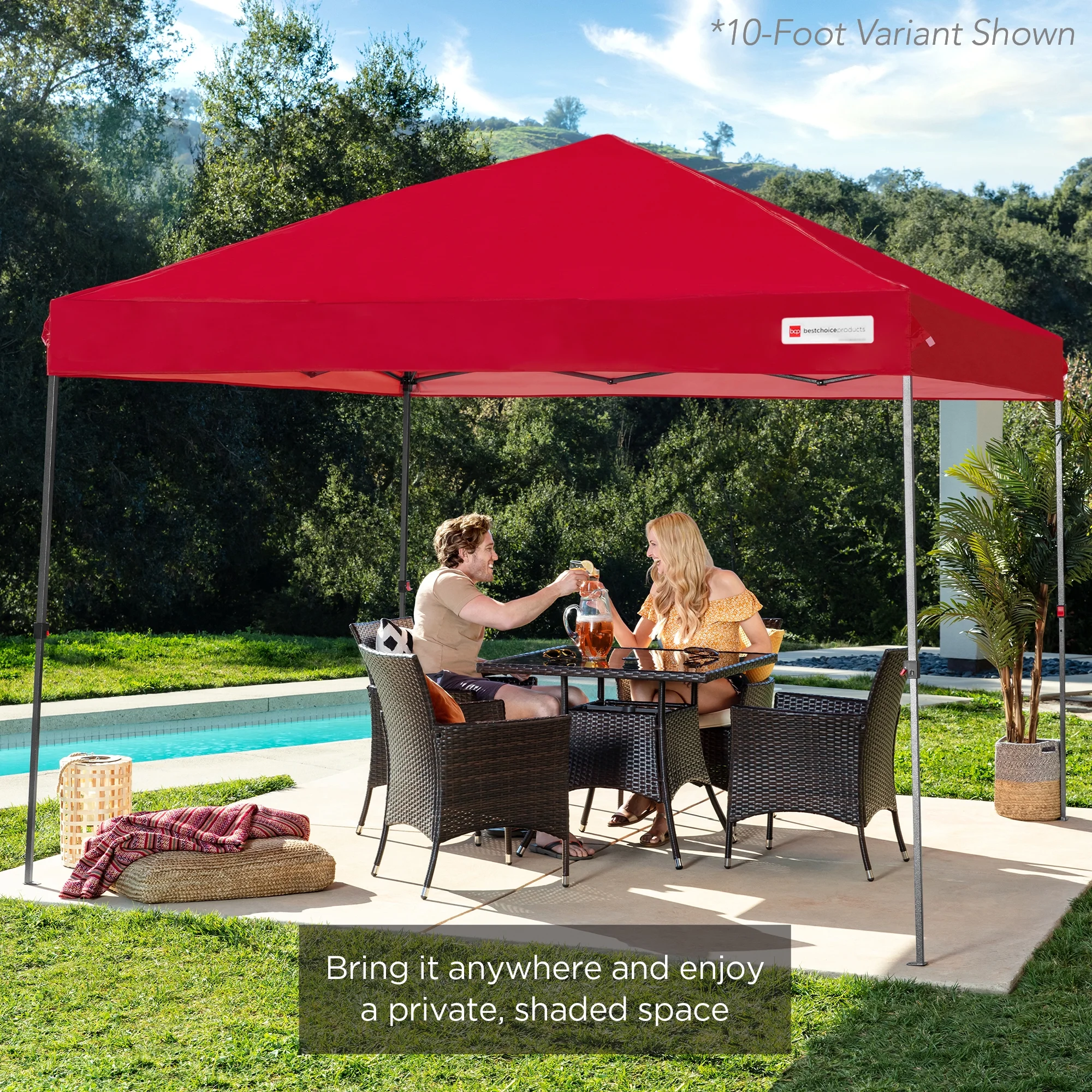 Best Choice Products 12x12ft Easy Setup Pop Up Canopy w/ 1-Button Setup, Wheeled Case, 4 Weight Bags - Navy Blue - Image 91