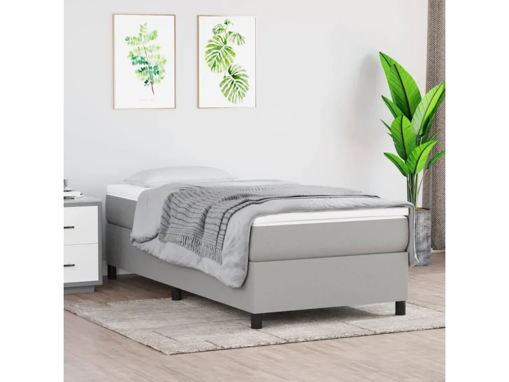 Cama box spring con colchón tela gris claro 90x200 cm xsg3378453