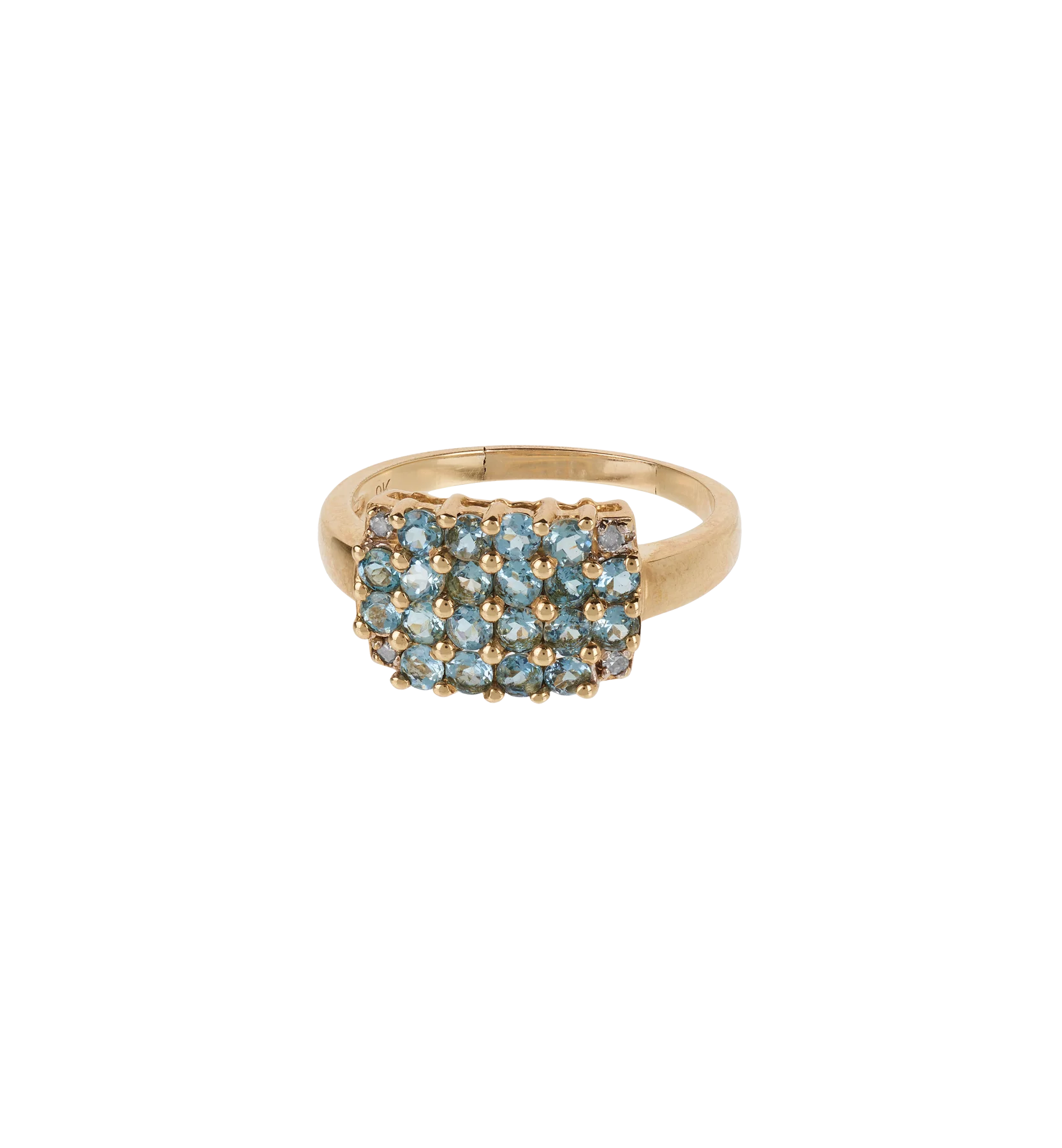Vintage Diamond and Topaz Midwinter Glow Ring 9K