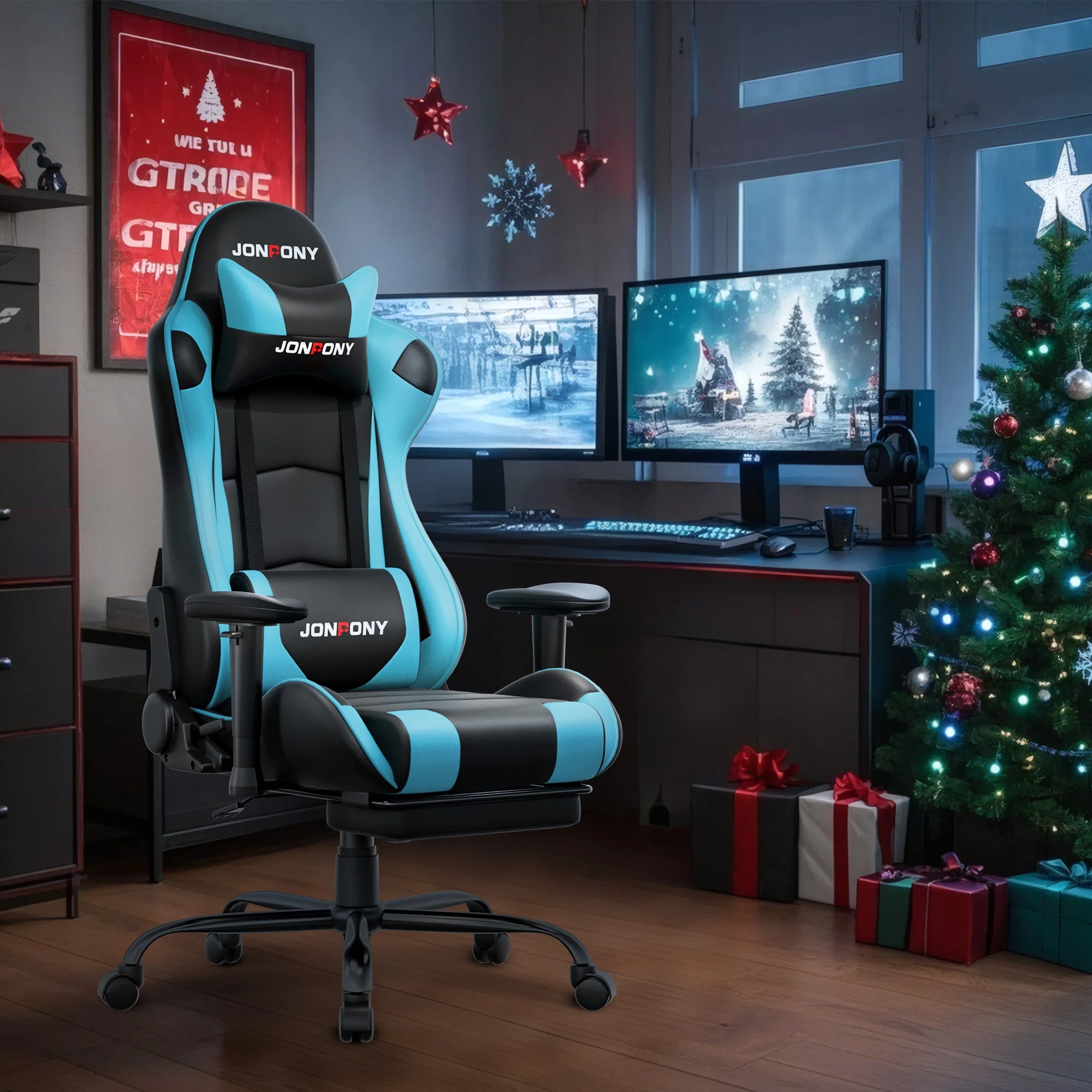JONPONY Big and Tall 500LBS Gaming Chair, Ergonomic Design, Gamer Chair PU Leather with Footrest and Lumbar Support, High Back Office Chair Support 8 Hours Long Sitting,Red Computer Chair,Red - Image 62