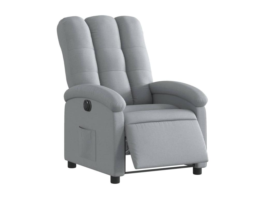 Sillón reclinable eléctrico tela gris claro