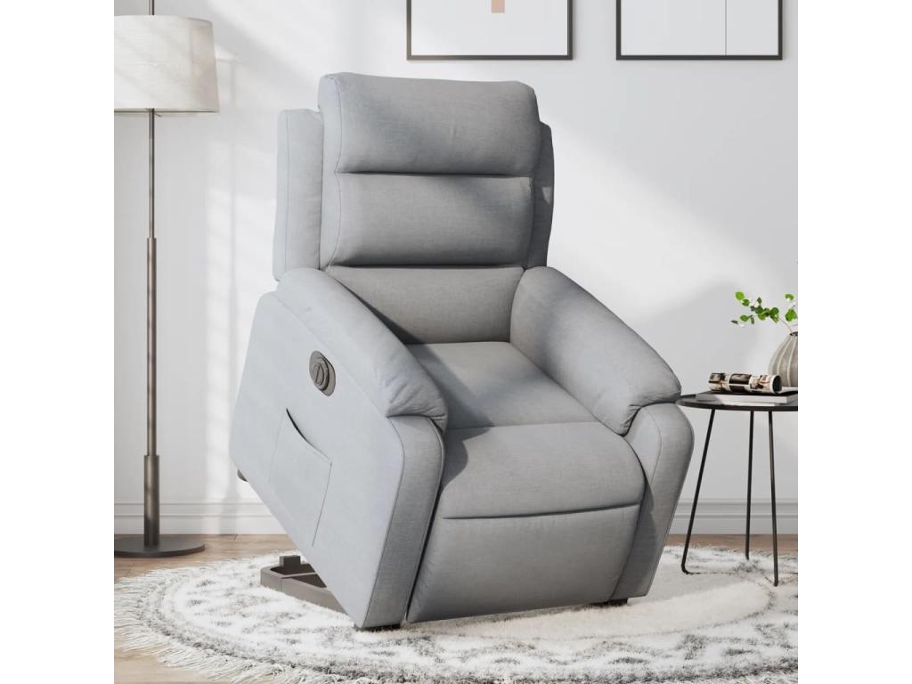 Sillón eléctrico reclinable elevable de tela gris claro