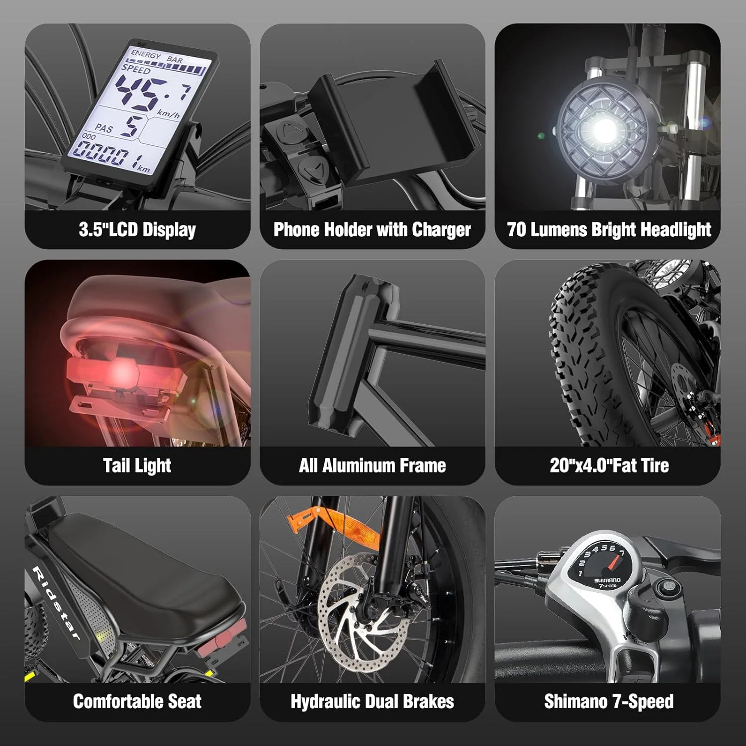 Electric Bike Q20, 2000W, 37Mph, 20" Fat Tires