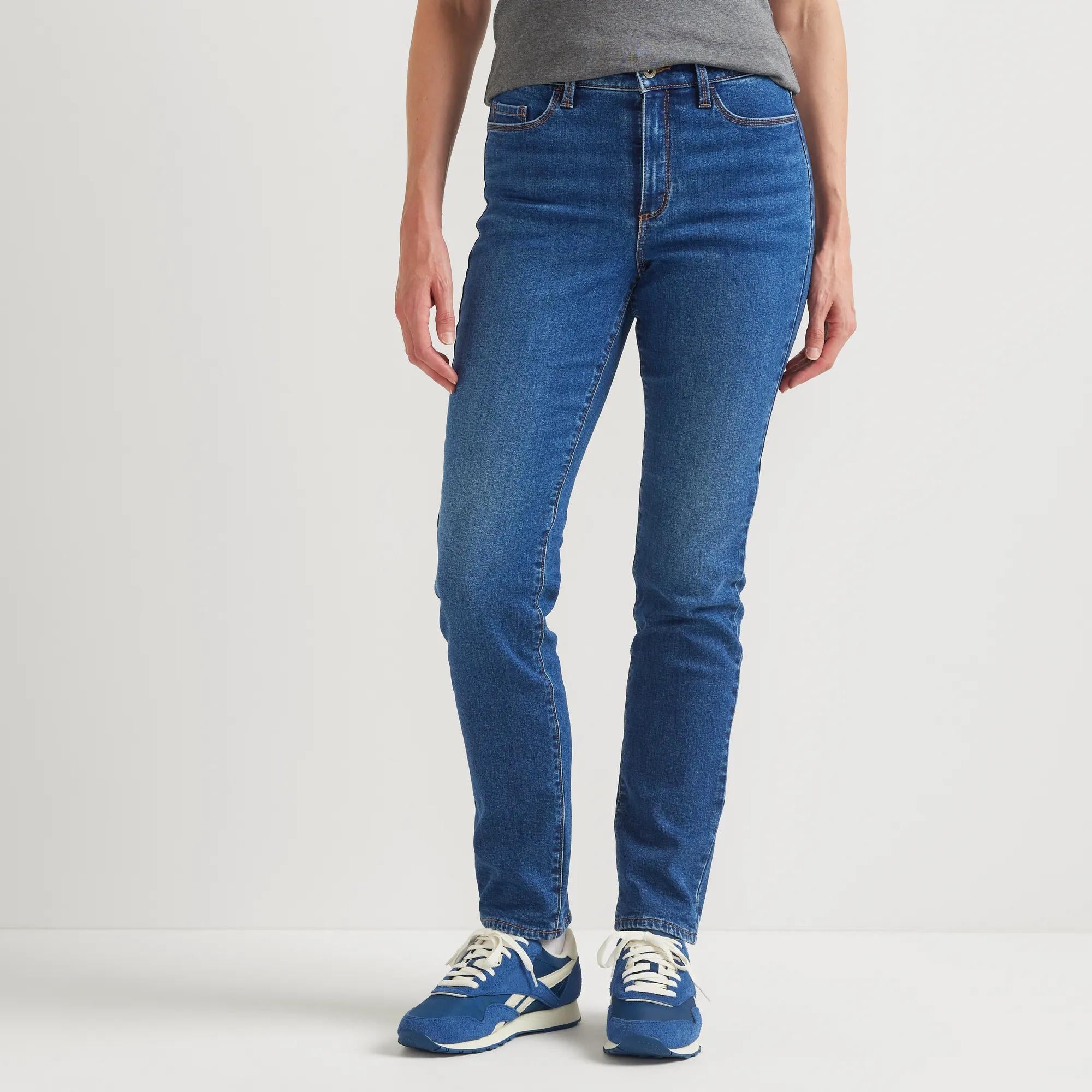 Women's Venture Stretch Fleece-Lined Slim Straight Leg Jeans - Eddie Bauer Outlet