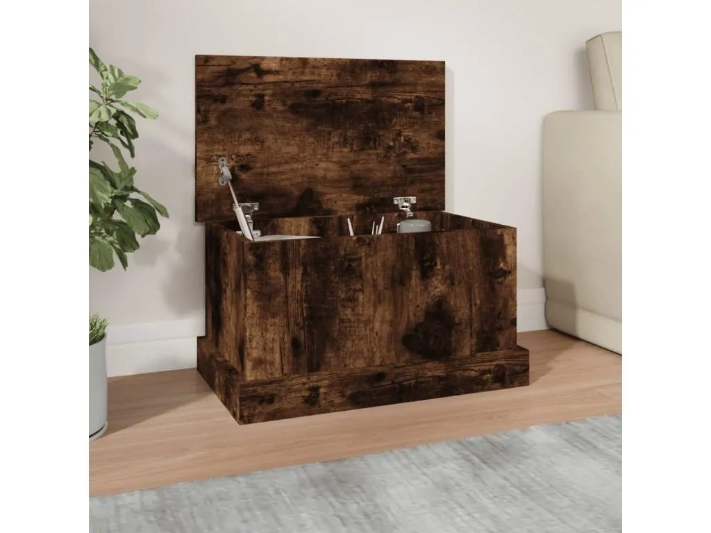 Baúl almacenaje madera contrachapada roble ahumado 50x30x28 cm rvx1227861