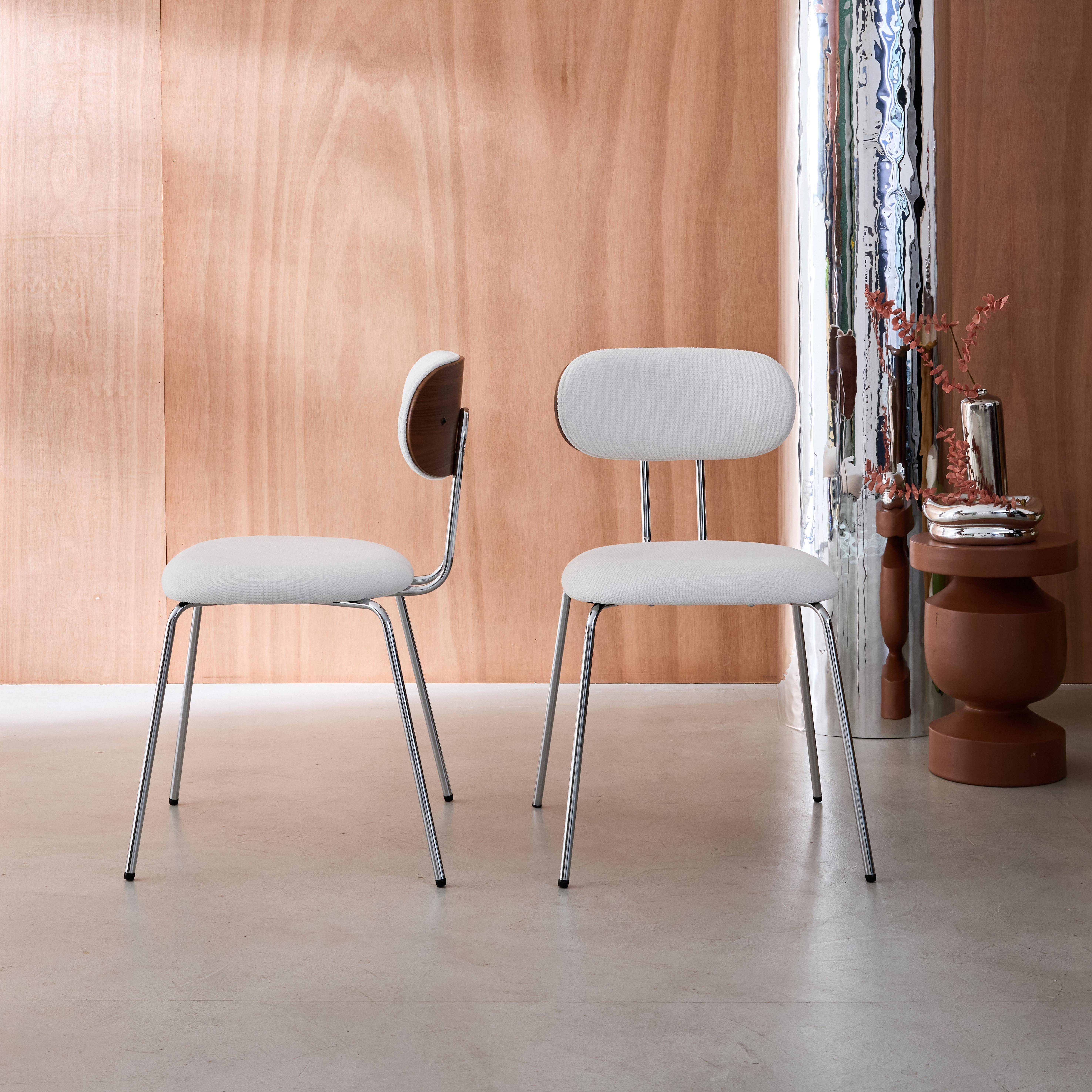 Erin - Silla de madera curvada teñida de nogal y tejido repelente al agua , set de 2