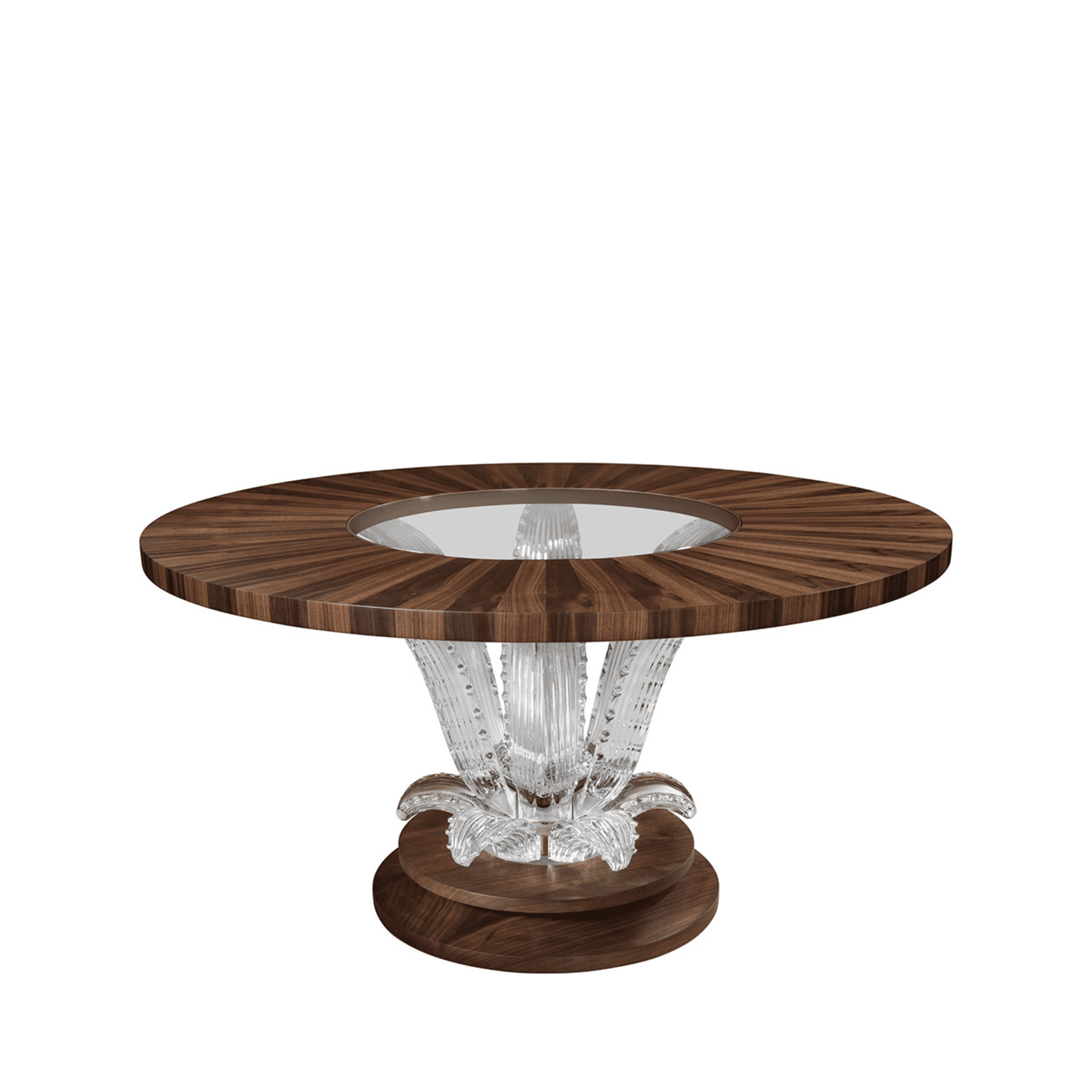 TABLE BASSE CACTUS NOYER GRAND MODÈLE - CRISTAL INCOLORE, NOYER