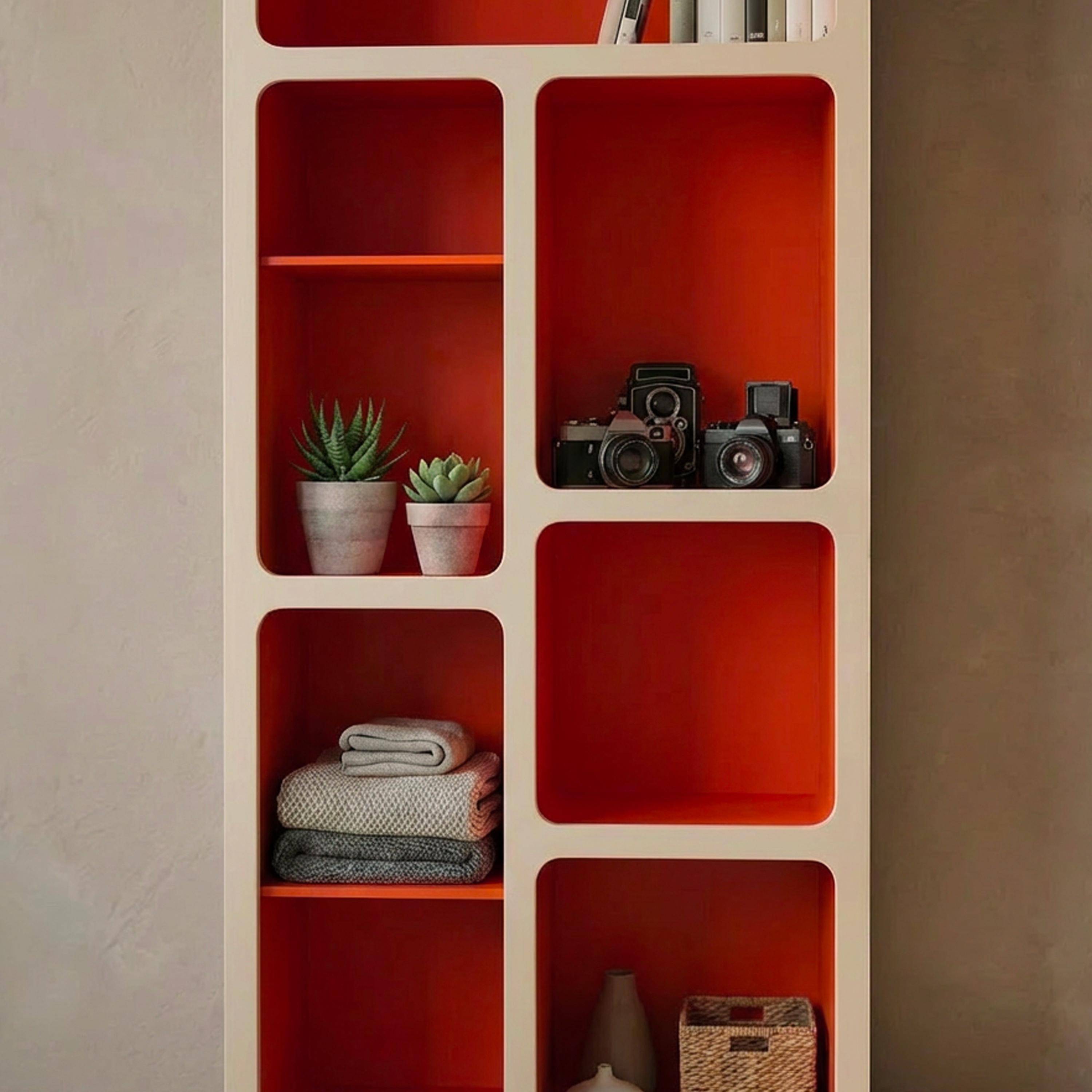 Agatha - Estantería biblioteca orgánica decoración madera bicolor y 8 compartimentos