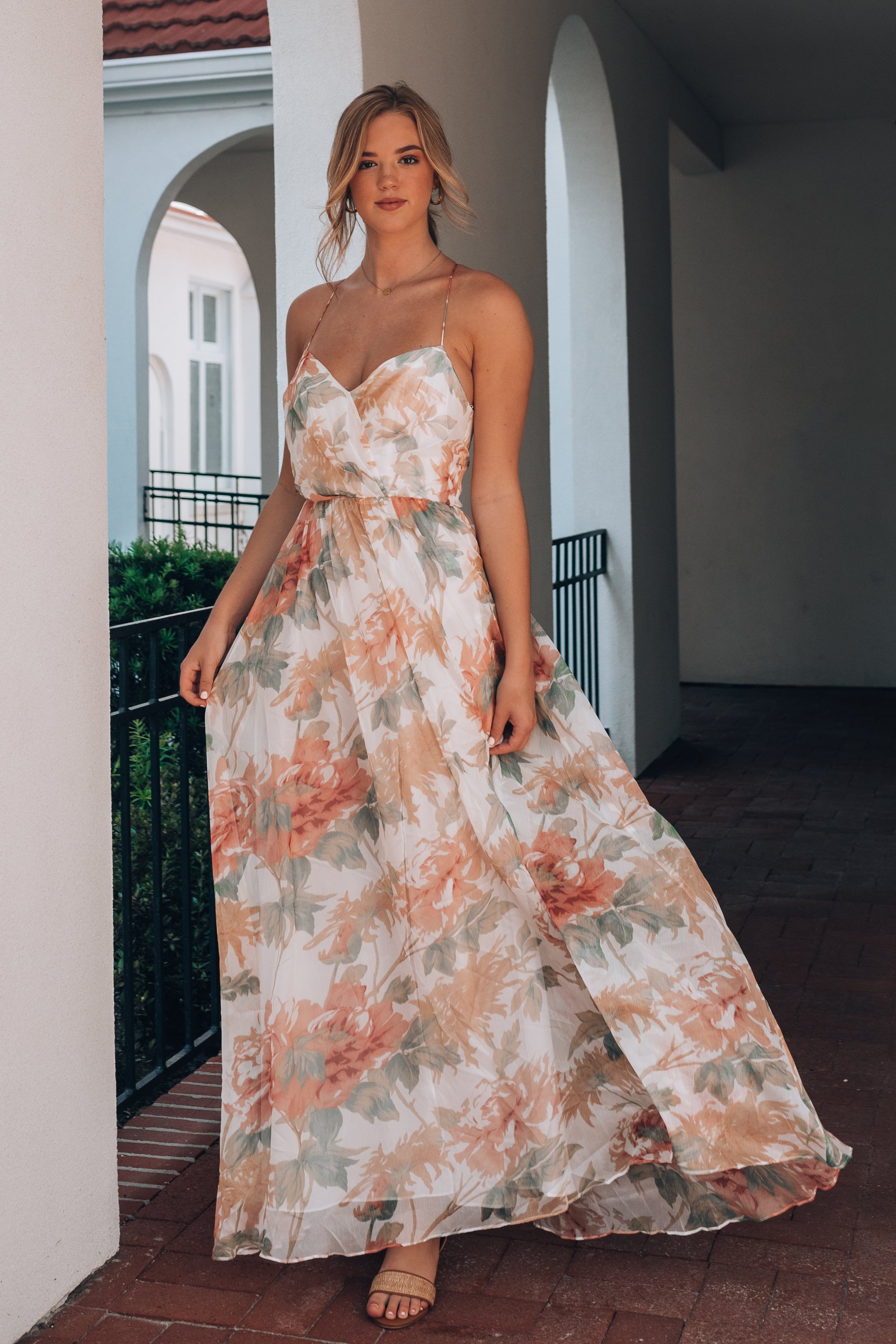 Women's V-neck Printed Slit Sexy Vacation Dress