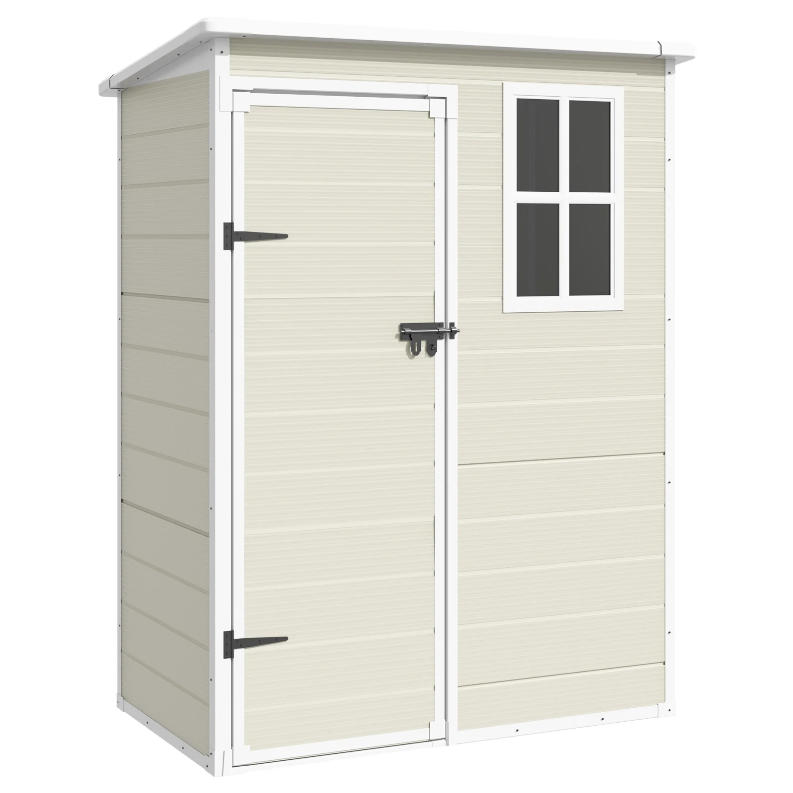 ELPOSUN Outdoor Storage Shed 6x4.5 ft, Resin Outside Sheds & Outdoor Storage Plastic for Trash Can, Bike, Lawnmower, Generator, Tool Shed with Lockable Door for Backyard, Lawn, Patio, Grey & White - Image 13