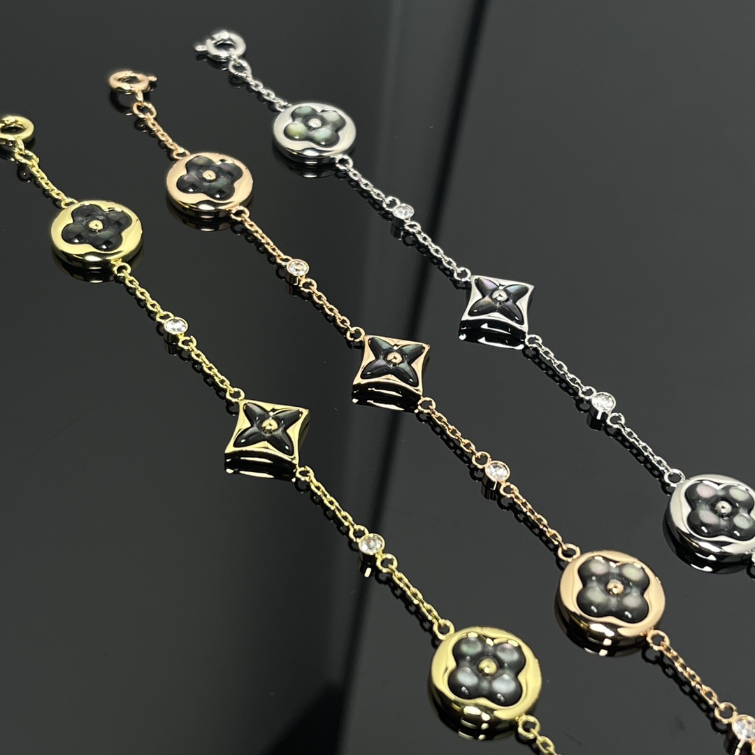 Louis Vuitton 4 Motifs Grey Mother of Pearl Color Blossom Bracelet - Original Replica Club