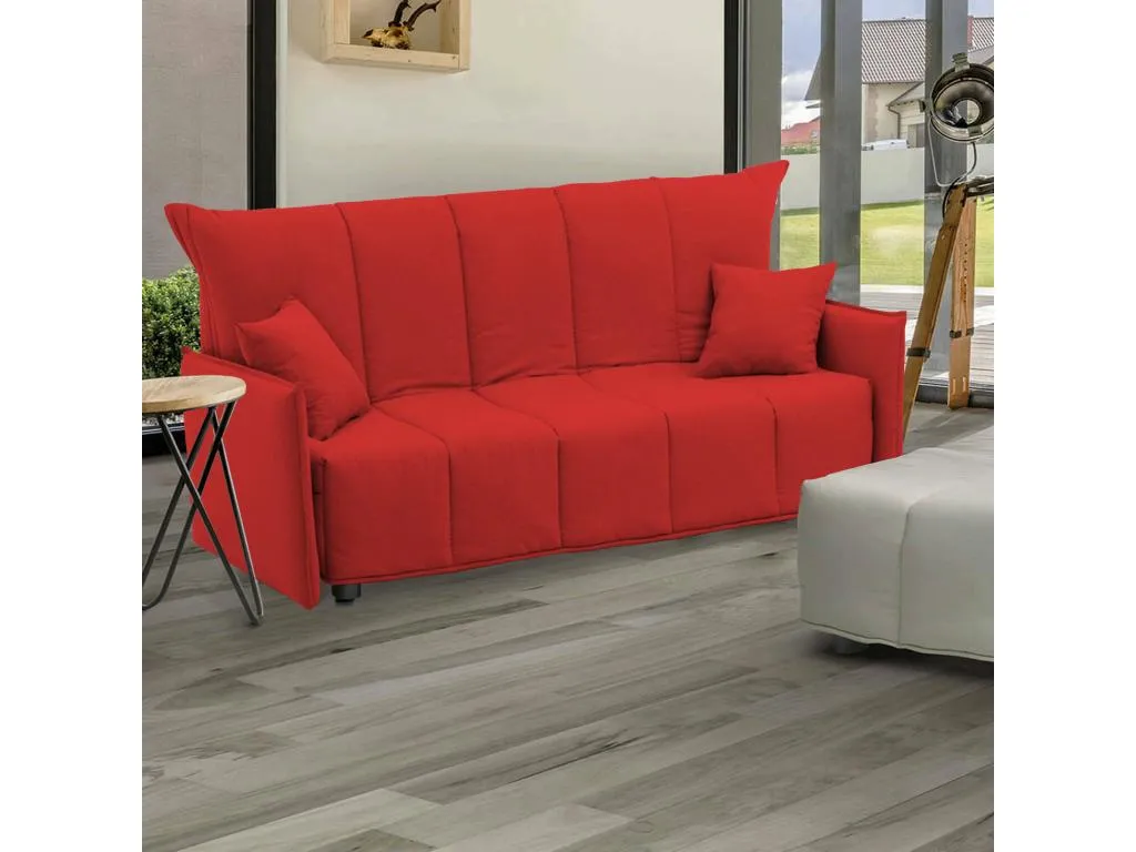Sofá Cama Decounico Sofá de 3 plazas Made in Italy Sofá de salón con apertura para carrito de tejido acolchado con reposabrazos estándar