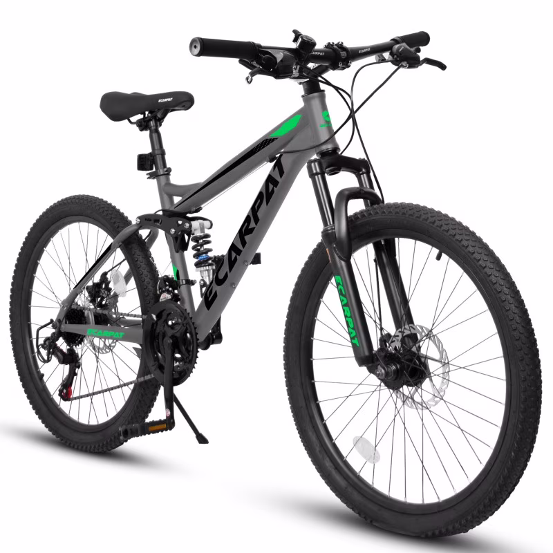 A2760 27.5 Inch Full Suspension Mountain Bike, Front and Rear Dual Shock Absorbers, Mechanical Disc Brakes, 21-Speed, Suitable for Men and Women, Ideal for Travel and Fitness Enthusiasts