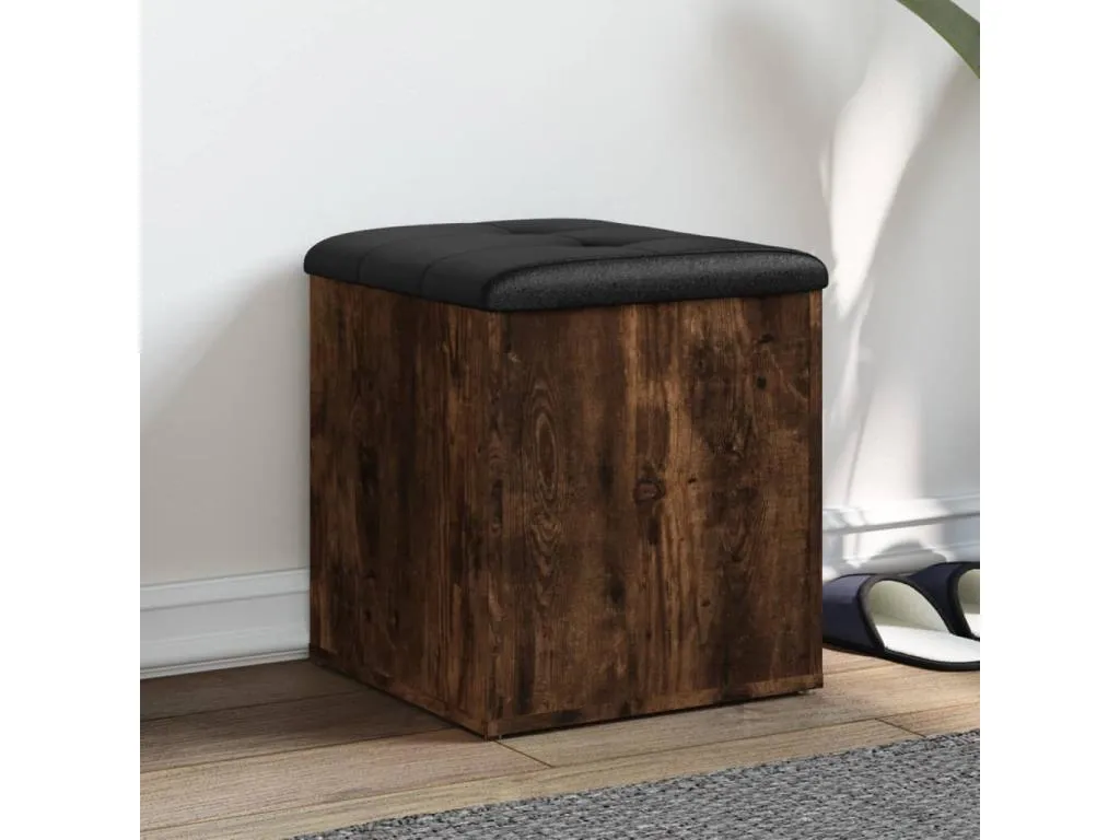 Banco de almacenaje madera contrachapada roble ahumado 42x42x45 cm wlg3592434