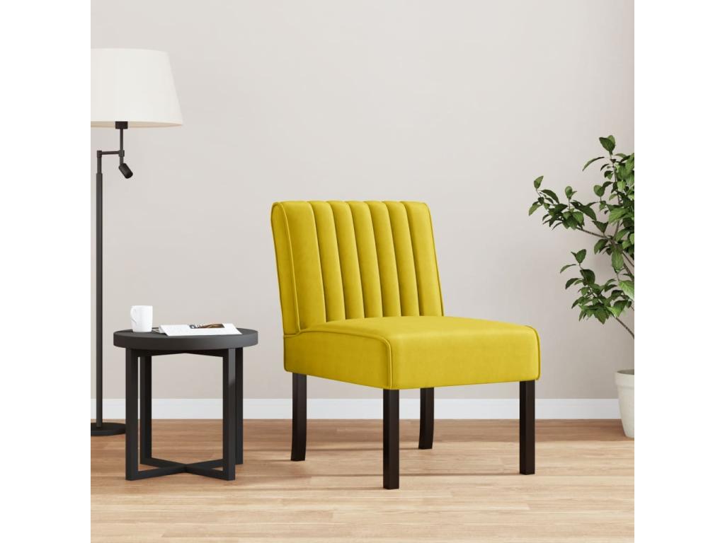 Sillón de terciopelo amarillo sin reposabrazos