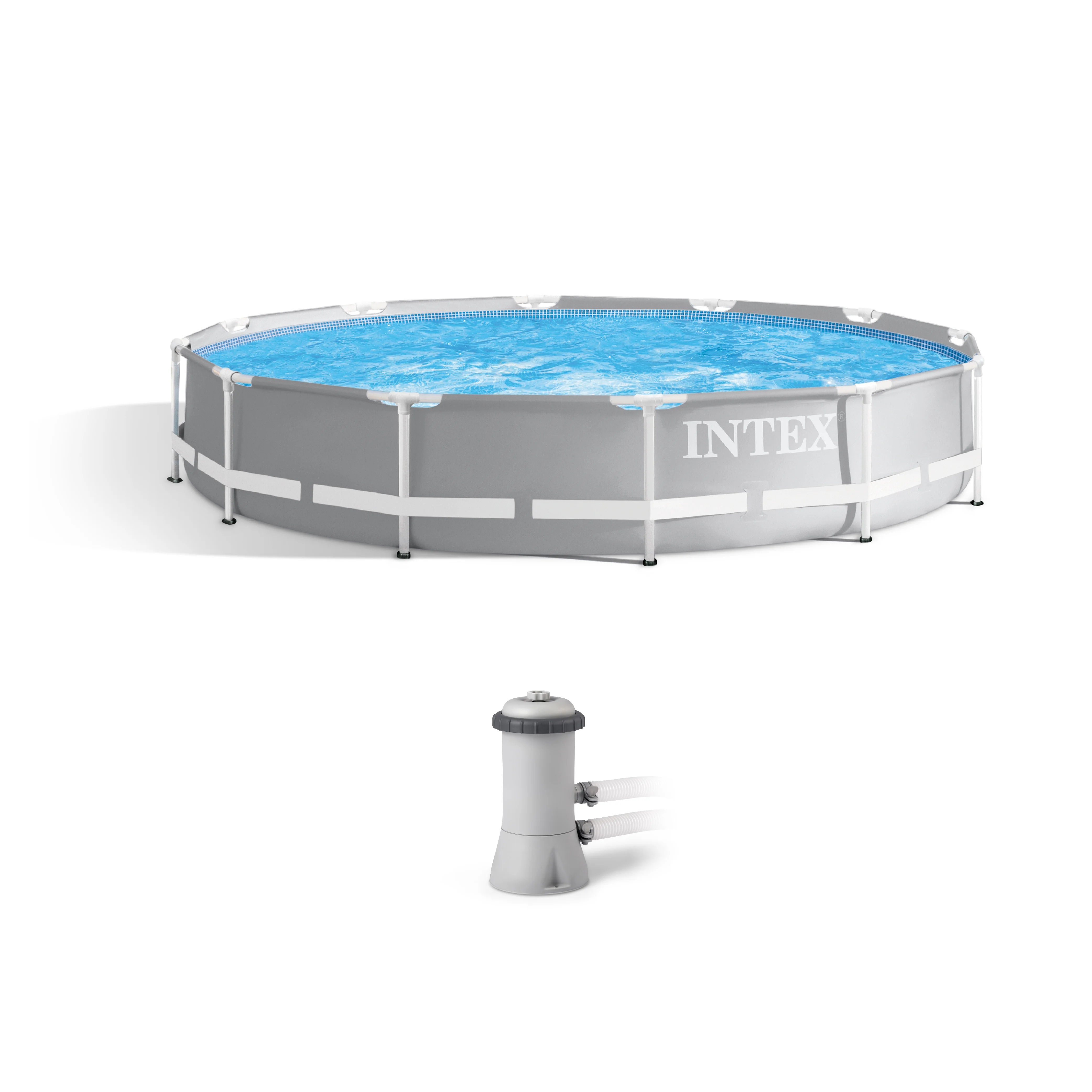 Intex 12 Foot Prism Frame Above Ground Swimming Pool with Pump & Pool Ladder - Image 5