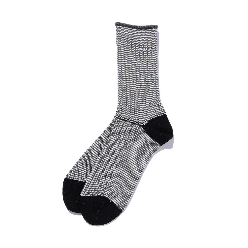 Beams Plus - Chaussettes Rib Pinstripe - Noir & Blanc