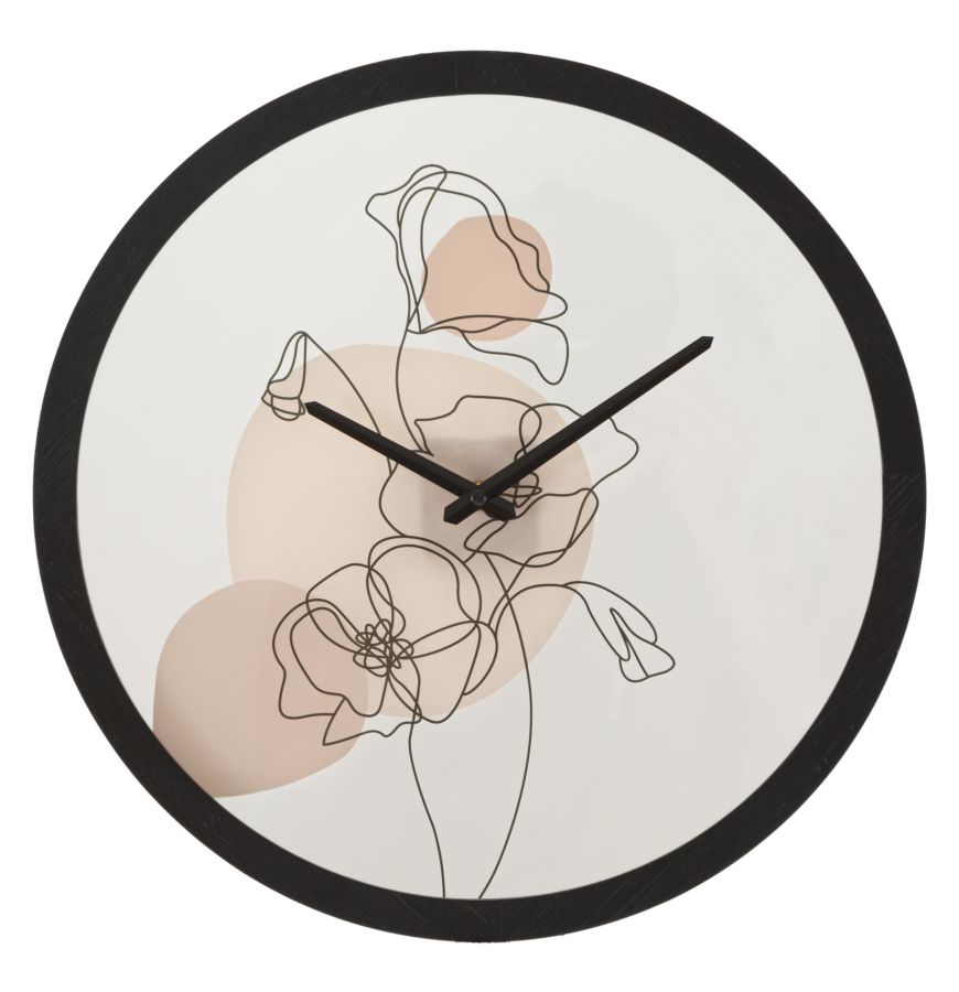 Mauro Ferretti Flower Ronde wandklok bloem in hout en glas