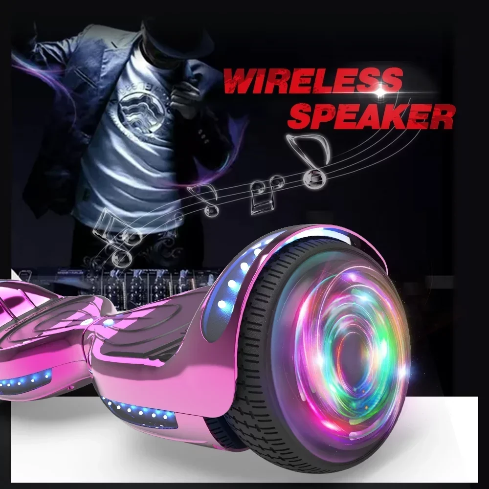 Hoverstar Hoverboard 6.5 In Bluetooth Speaker LED Light Chrome Pink - Flash Wheel - Image 5 Hoverstar Hoverboard 6.5 In Bluetooth Speaker LED Light Chrome Pink - Flash Wheel - Image 5