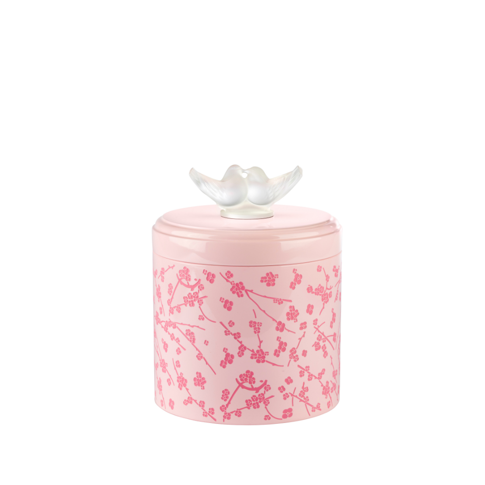 BOÎTE FLEURS DE CERISIER GRAND MODÈLE - CRISTAL INCOLORE, BOIS LAQUÉ ROSE