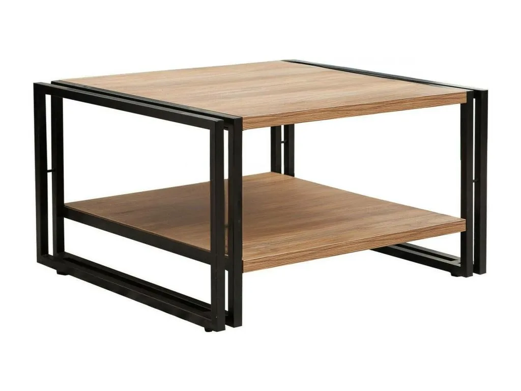 Mesa de café Alkihogares Mesa de centro baja Revistero para sofá Estante de la sala de estar 70x70h40 cm Alkihogares y Negro