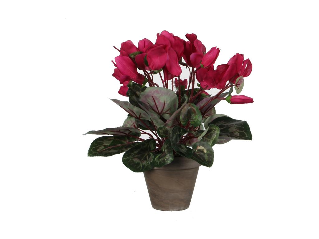 Planta artificial de Poliéster y terracota - 30 x Ø30 - Rosa oscuro - CYCLAMEN