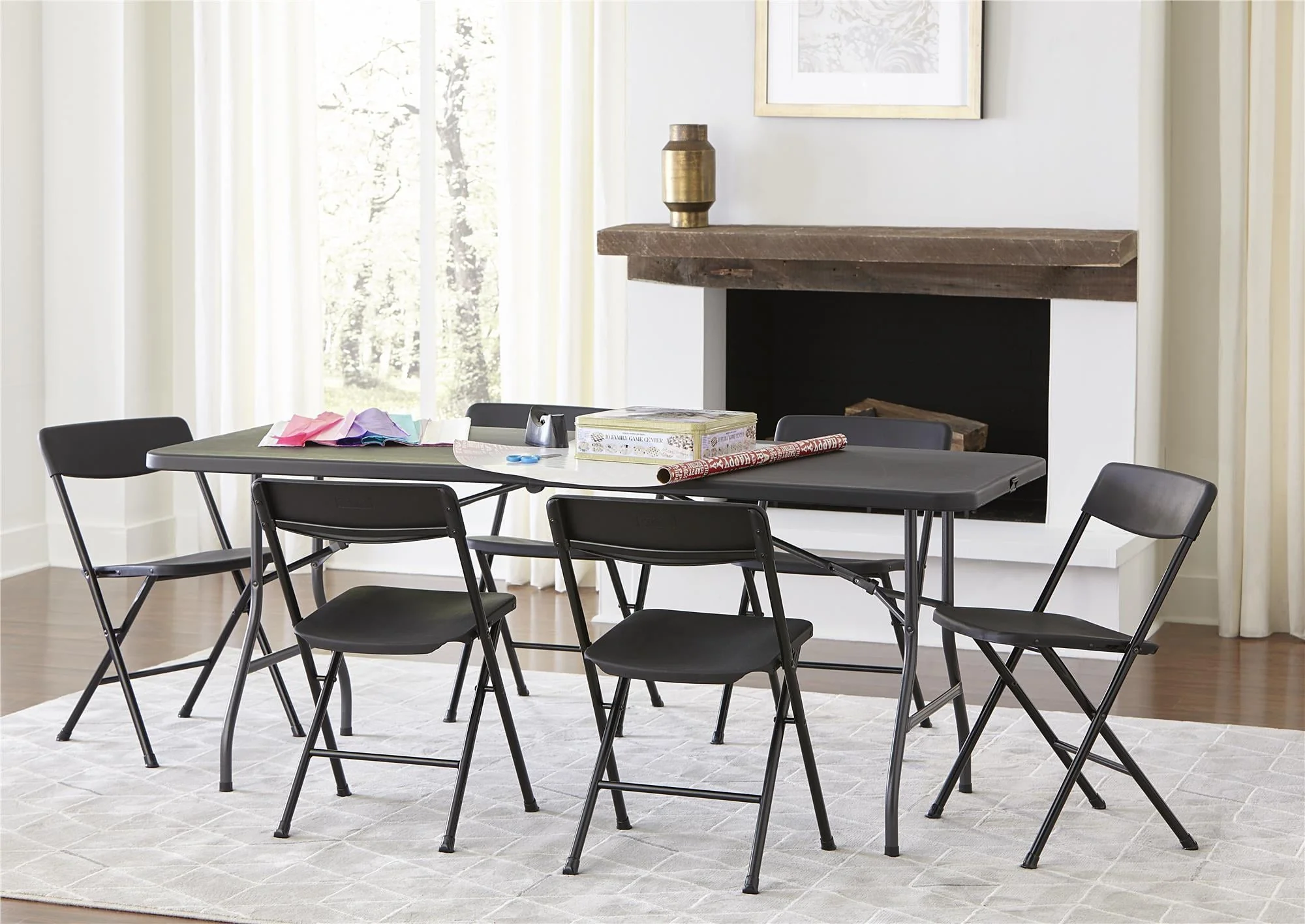 Cosco 6 Foot Centerfold Folding Table, Black - Image 14